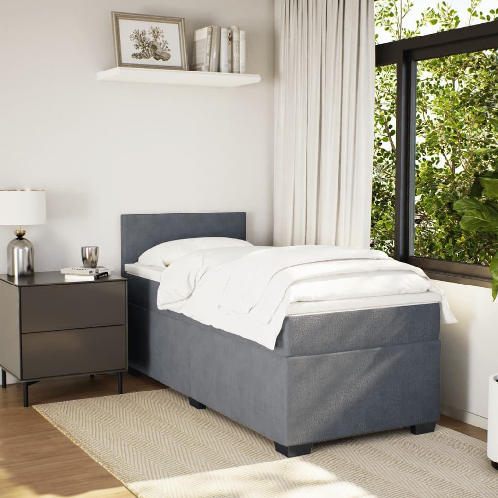 vidaXL Bett Boxspringbett mit Matratze Dunkelgrau günstig online kaufen