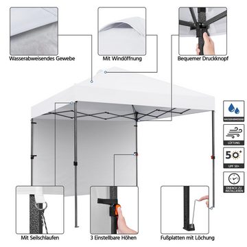 Yaheetech Faltpavillon, mit 1 Seitenteilen, 3x3m Faltzelt mit 1 Seitenwänden Pop Up Pavillon Wasserdicht