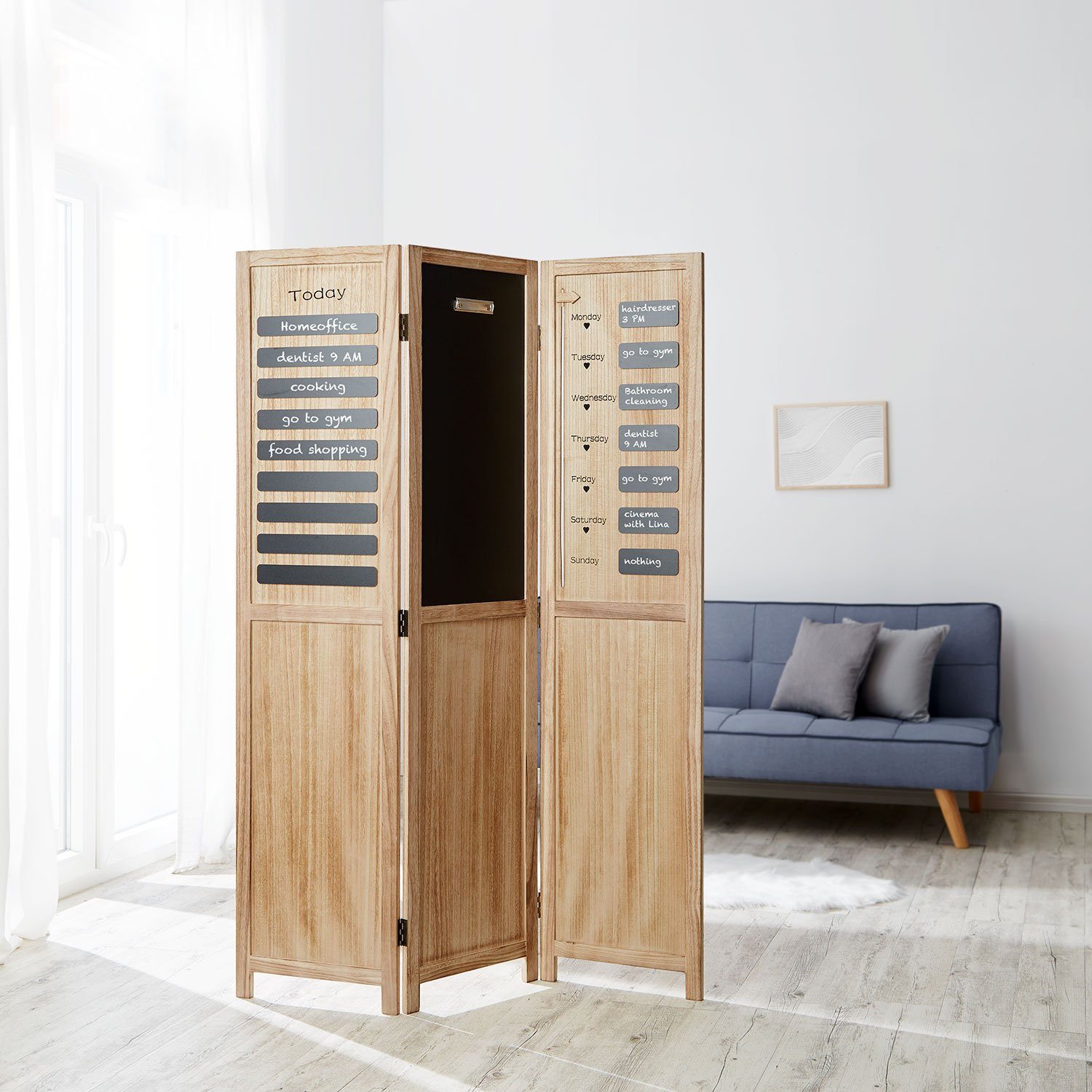 Homestyle4u Paravent Raumteiler Raumtrenner Wochenplaner Holz günstig online kaufen