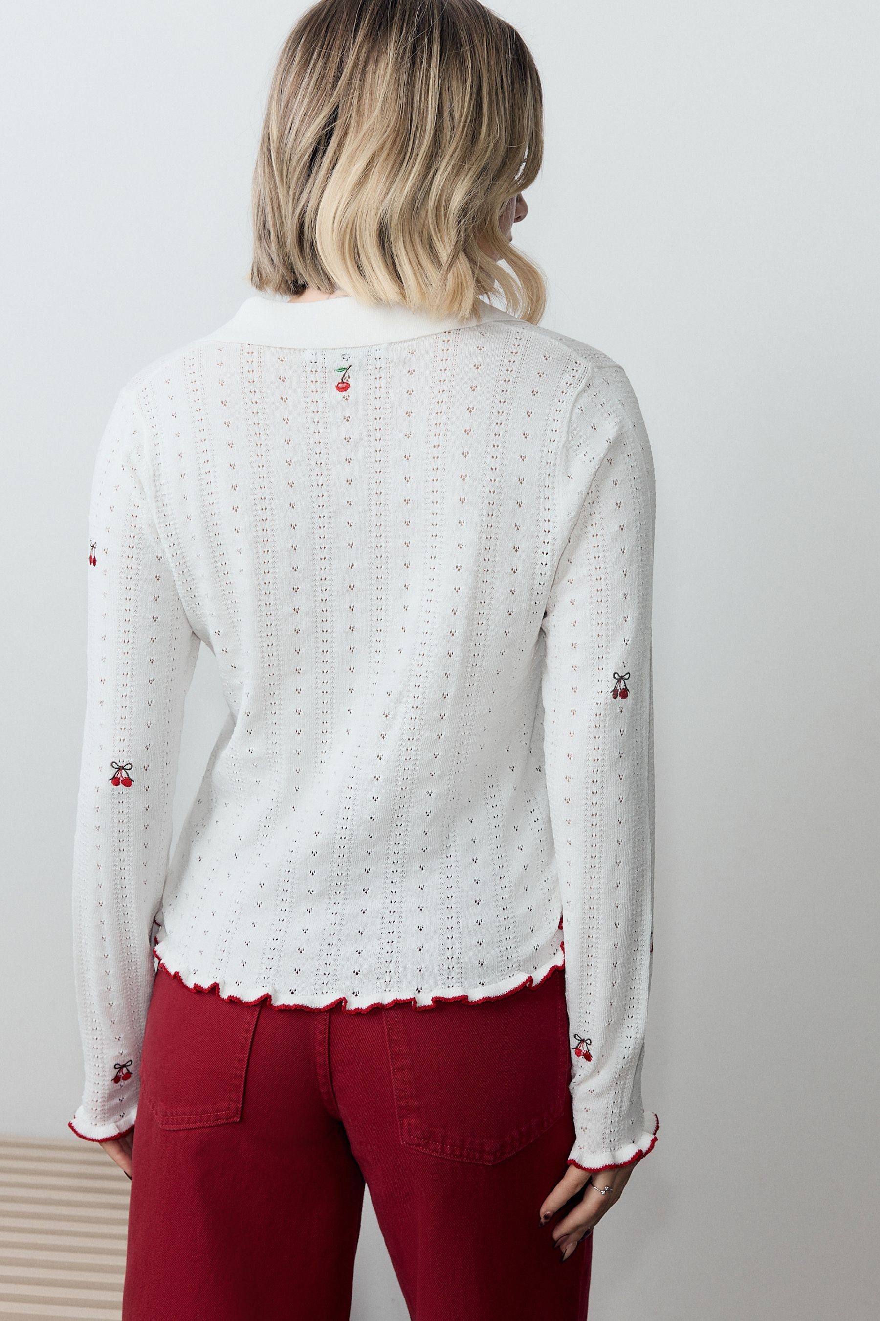 Next Strickjacke Langärmeliges Hemd aus Strick mit Pointelledesign (1-tlg) günstig online kaufen