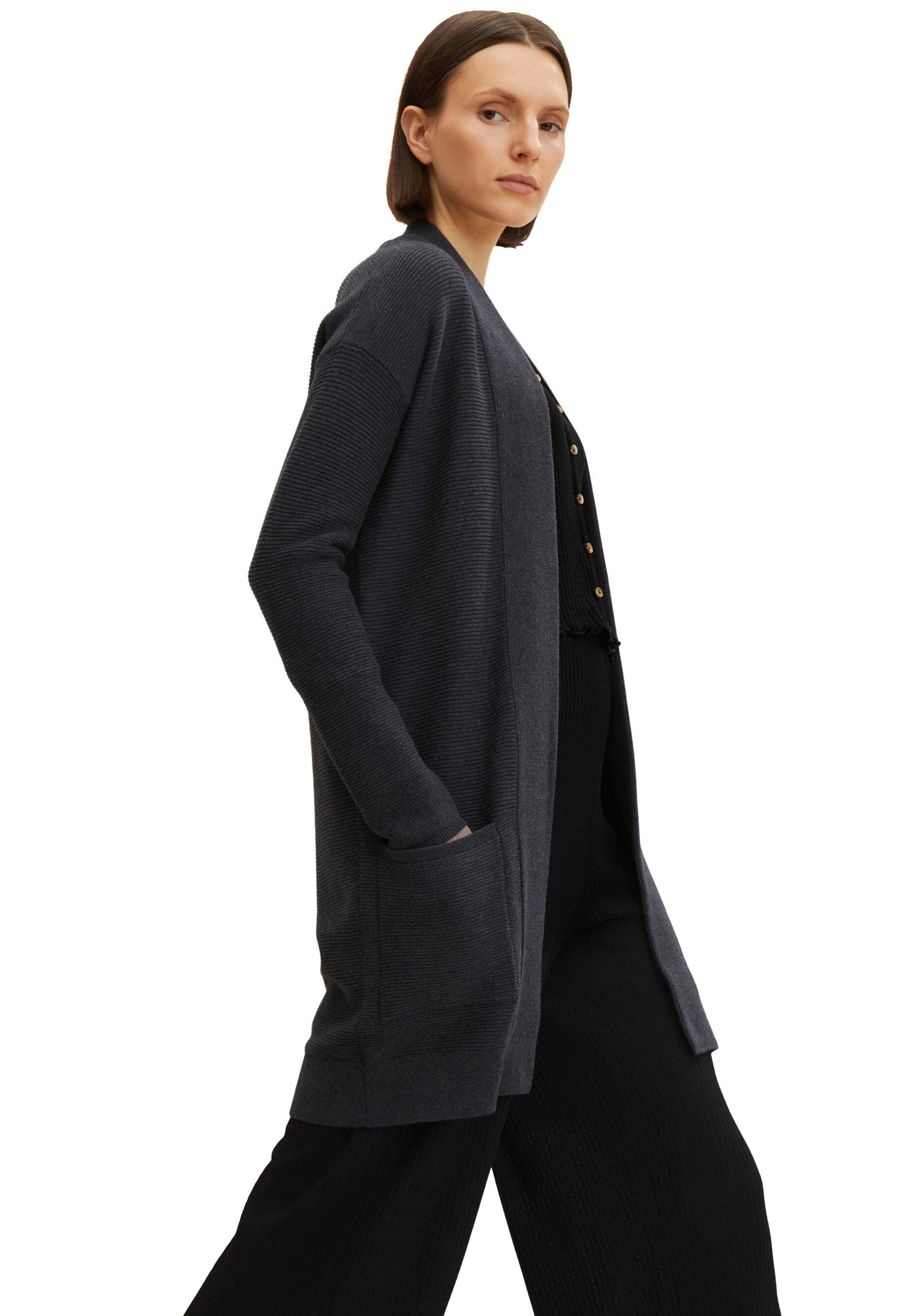 TOM TAILOR Longstrickjacke aus Rippstrick mit günstig online kaufen