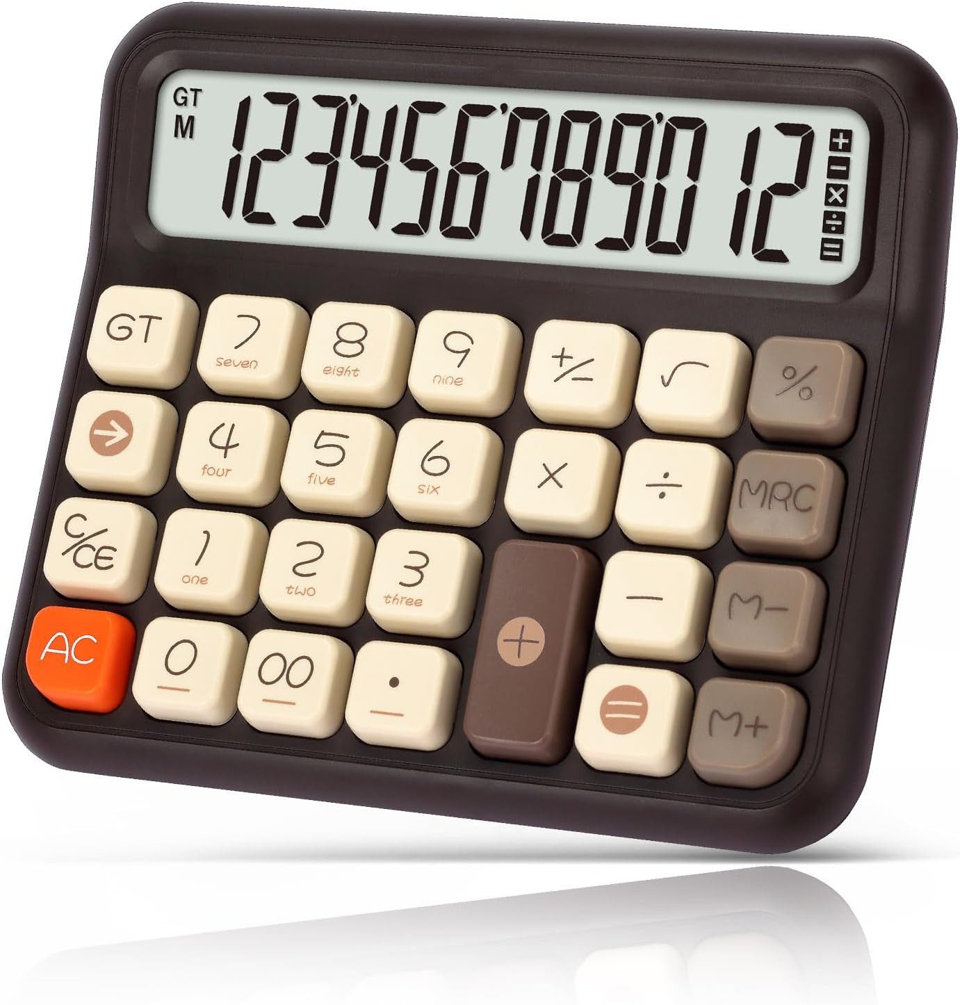 FELIXLEO Taschenrechner Tischrechner 12-stellig Große Tasten Display Braun OS-A6i