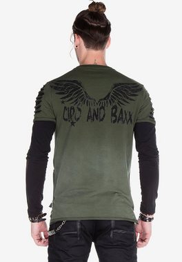 Cipo & Baxx Langarmshirt mit Edelsteindruck
