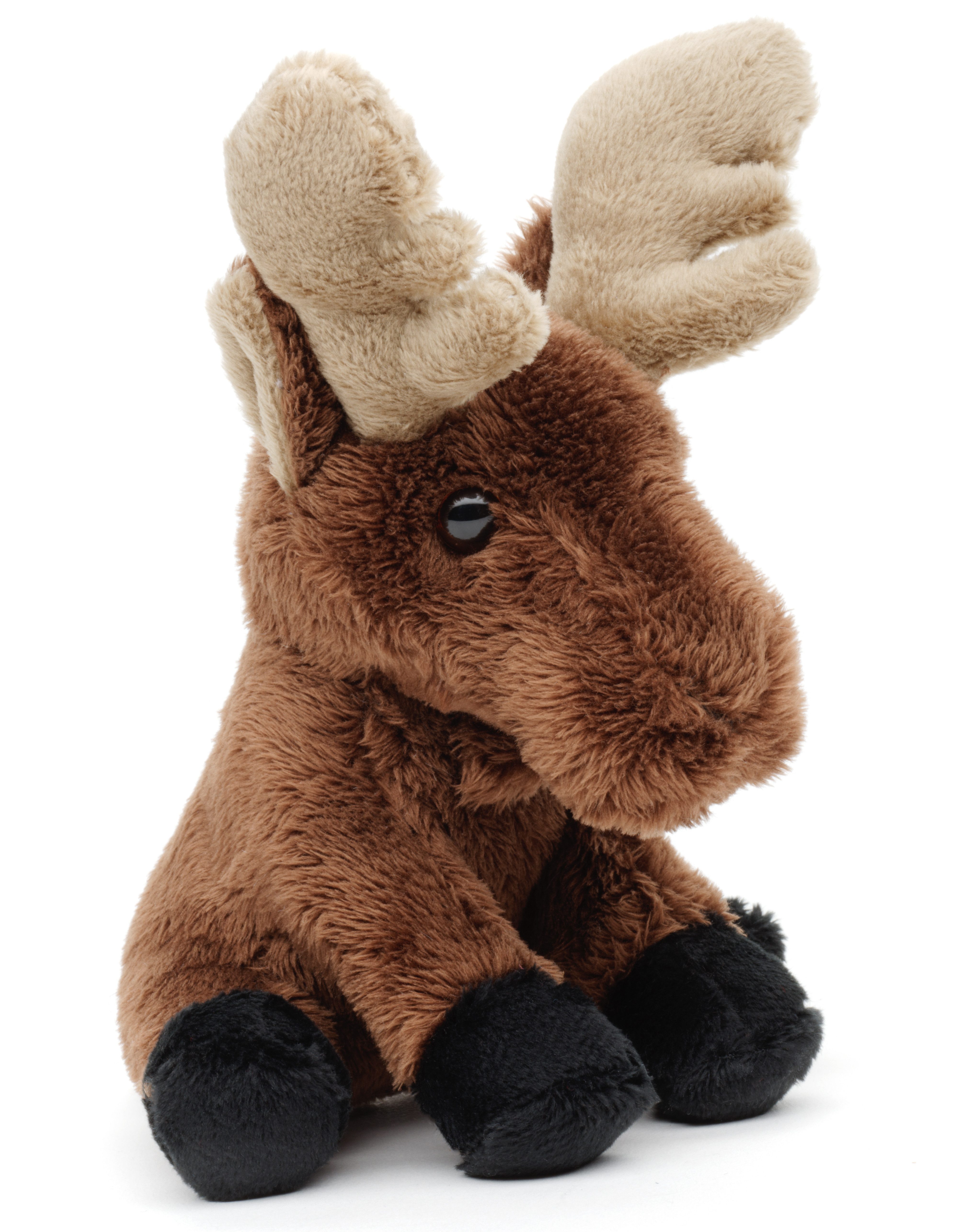 Uni-Toys Kuscheltier Elch Plushie, sitzend - 17 cm (Höhe) - Plüsch-Hirsch - Plüschtier, zu 100 % recyceltes Füllmaterial