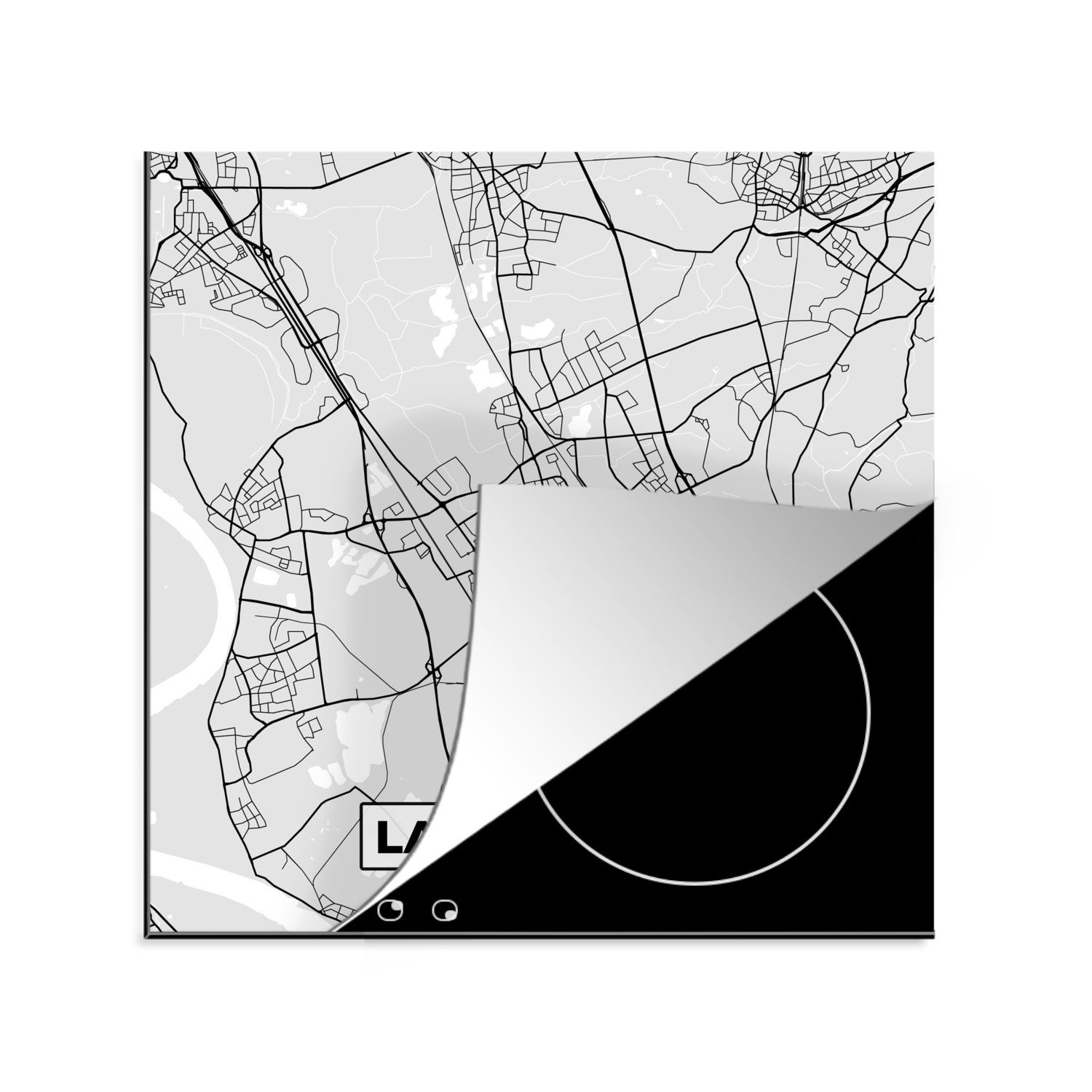 MuchoWow Herdblende-/Abdeckplatte Deutschland - Stadtplan - Langenfeld - Karte, Vinyl, (1 tlg), 78x78 cm, Ceranfeldabdeckung, Arbeitsplatte für küche