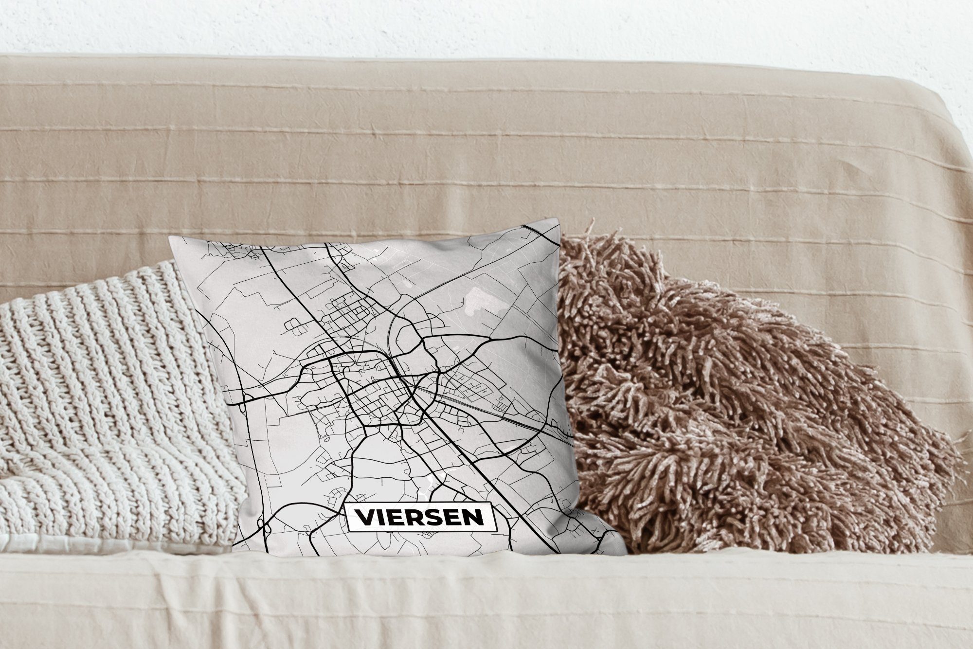 Deutschland, Deko, Sofakissen - für Zierkissen Füllung Karte Viersen Wohzimmer, MuchoWow Karte mit Dekokissen Schlafzimmer, - -