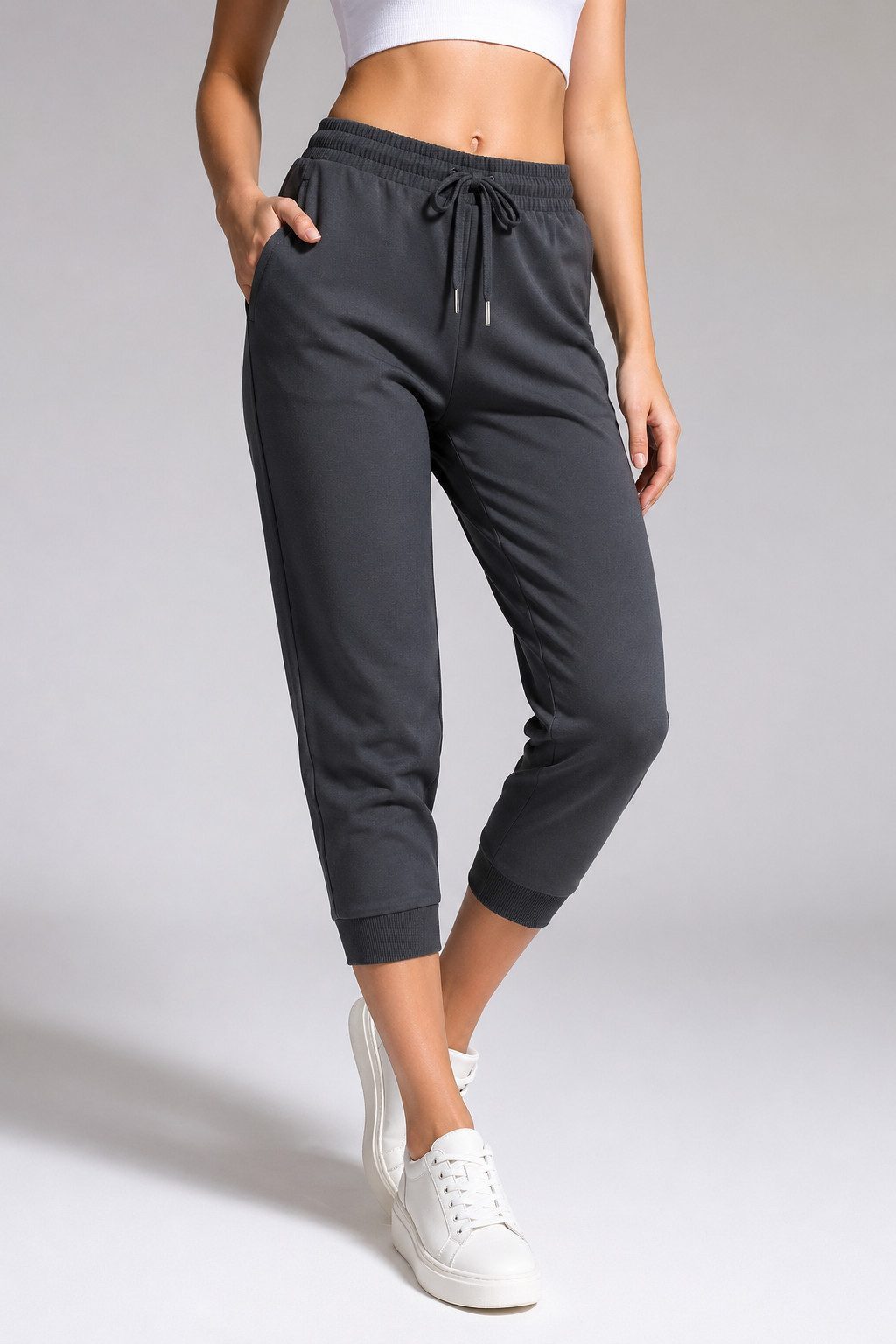 ROSS CAMP 3/4-Hose Damen - Jogginghose mit Kordelzug, Sporthose, Caprihose mit Elastikbund, bequem, Baumwollmix, atmungsaktiv