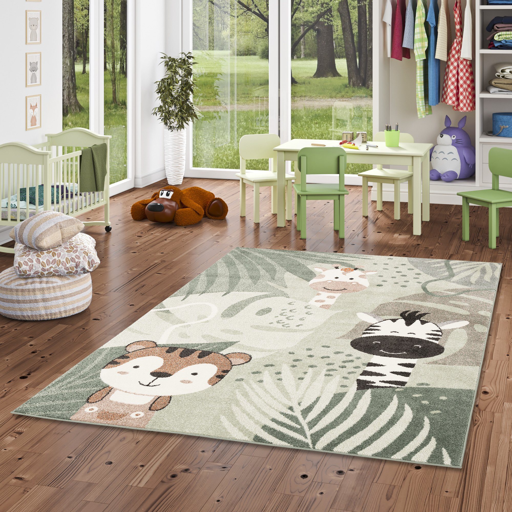 Pergamon Kinderteppich Kinder Teppich Softstar Kids Safari Animal Friends, Rechteckig, Höhe: 11 mm