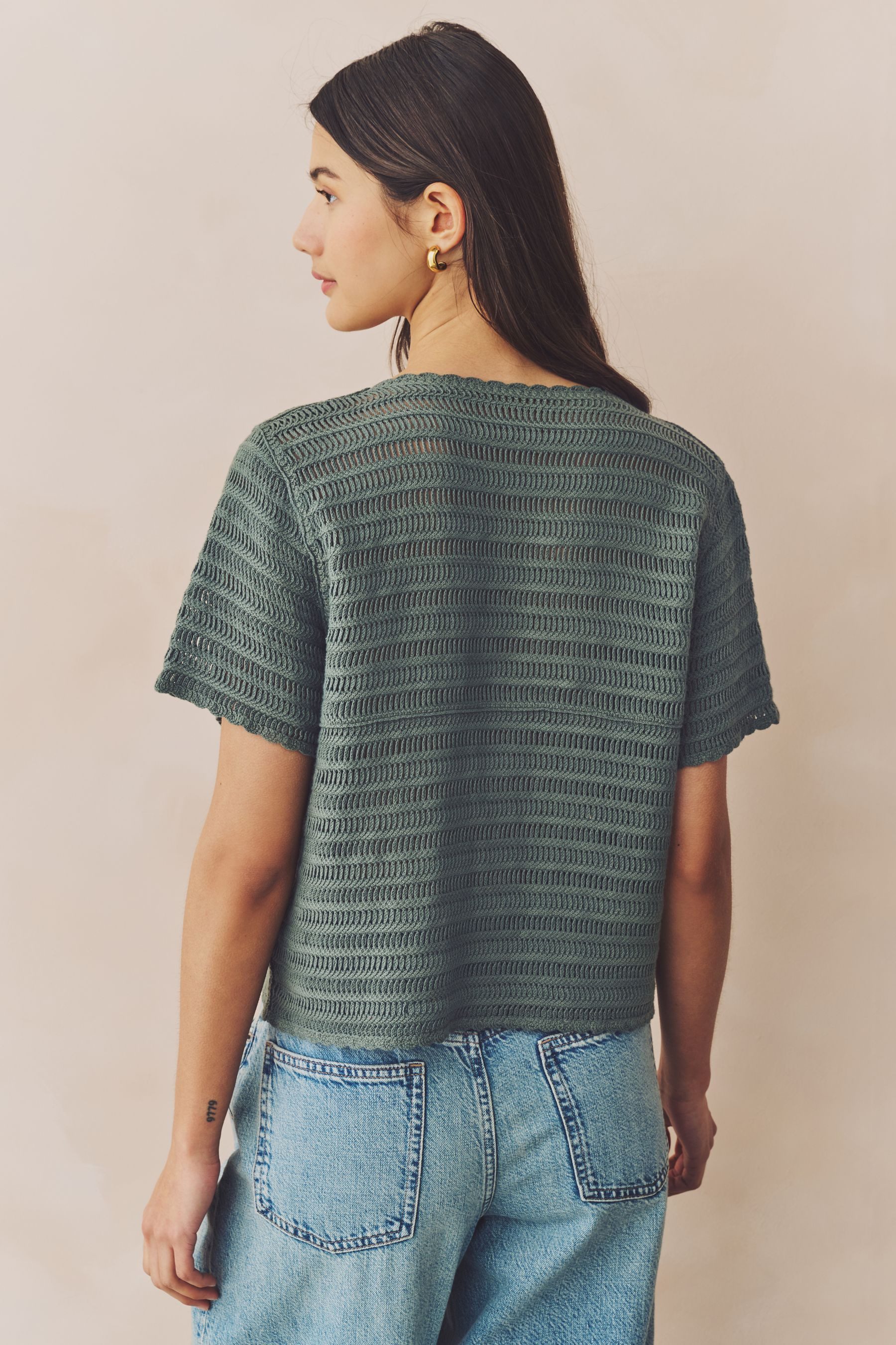 Next Strickpullover Geknöpfte Bluse, Blumenstickerei und günstig online kaufen