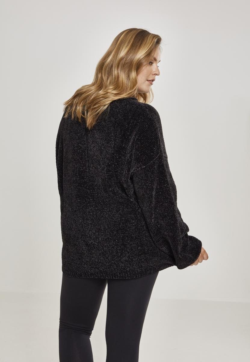 Oversize URBAN Kapuzenpullover (1-tlg) Ladies black Chenille Oversize Sweater Chenille Damen CLASSICS TB2354