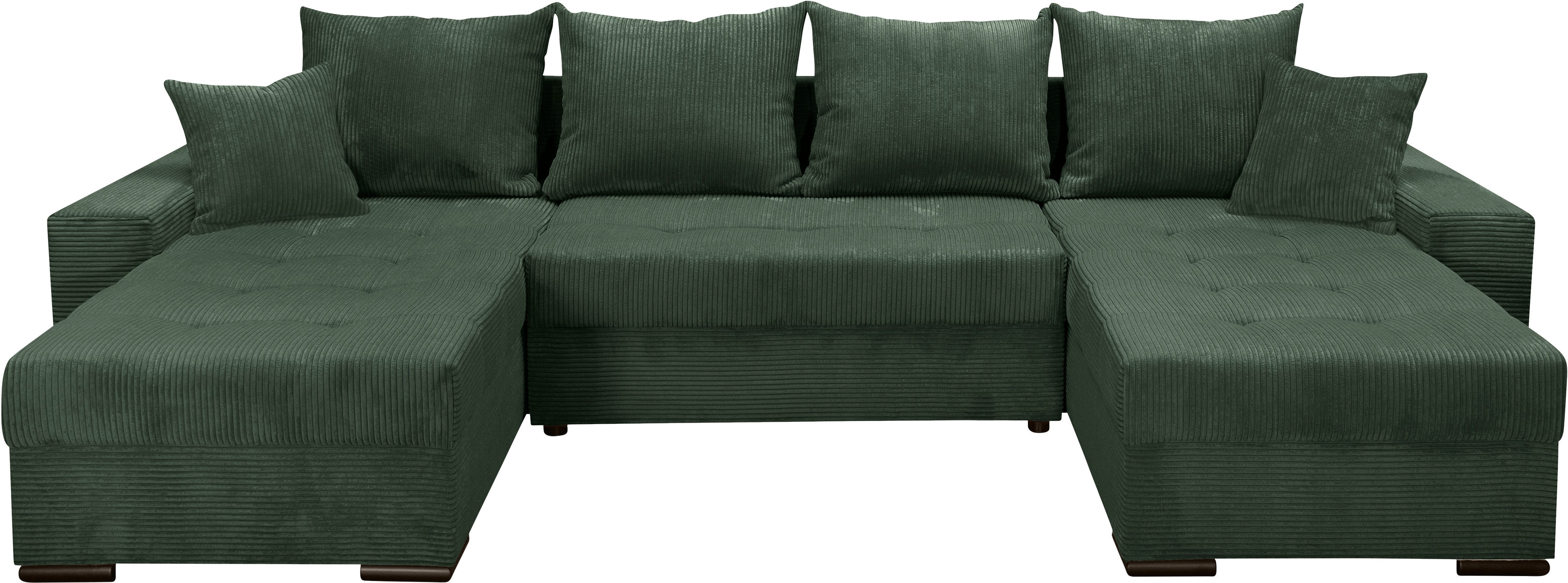 COLLECTION AB Wohnlandschaft Josy XL U-Form, B: 313 cm in Cord, Cord-Mix, mit Bettfunktion, Bettkasten & 2 Zierkissen, Federkern