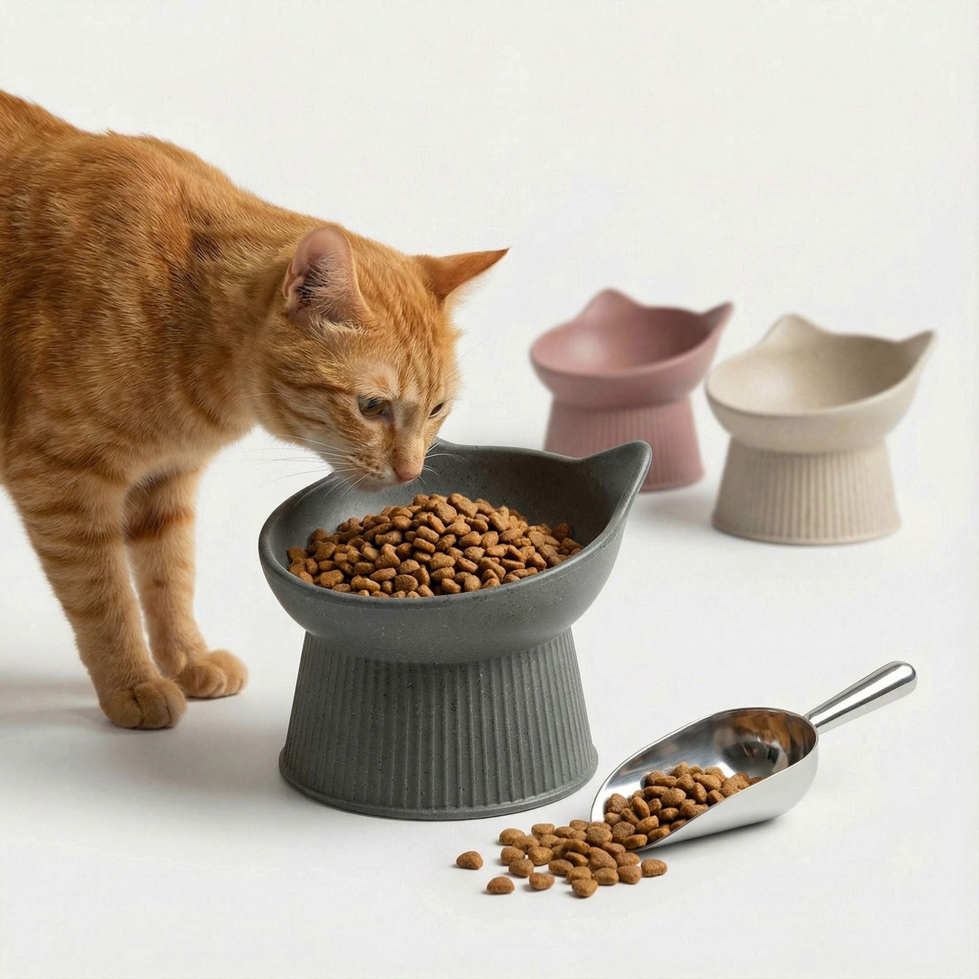 Piupet Napf Ergonomischer Futternapf Katze I schnurrhaar freundlich I rutschfest, 50 % Bambusfasern, 50 % recycelter Kunststoff, spülmaschinenfest