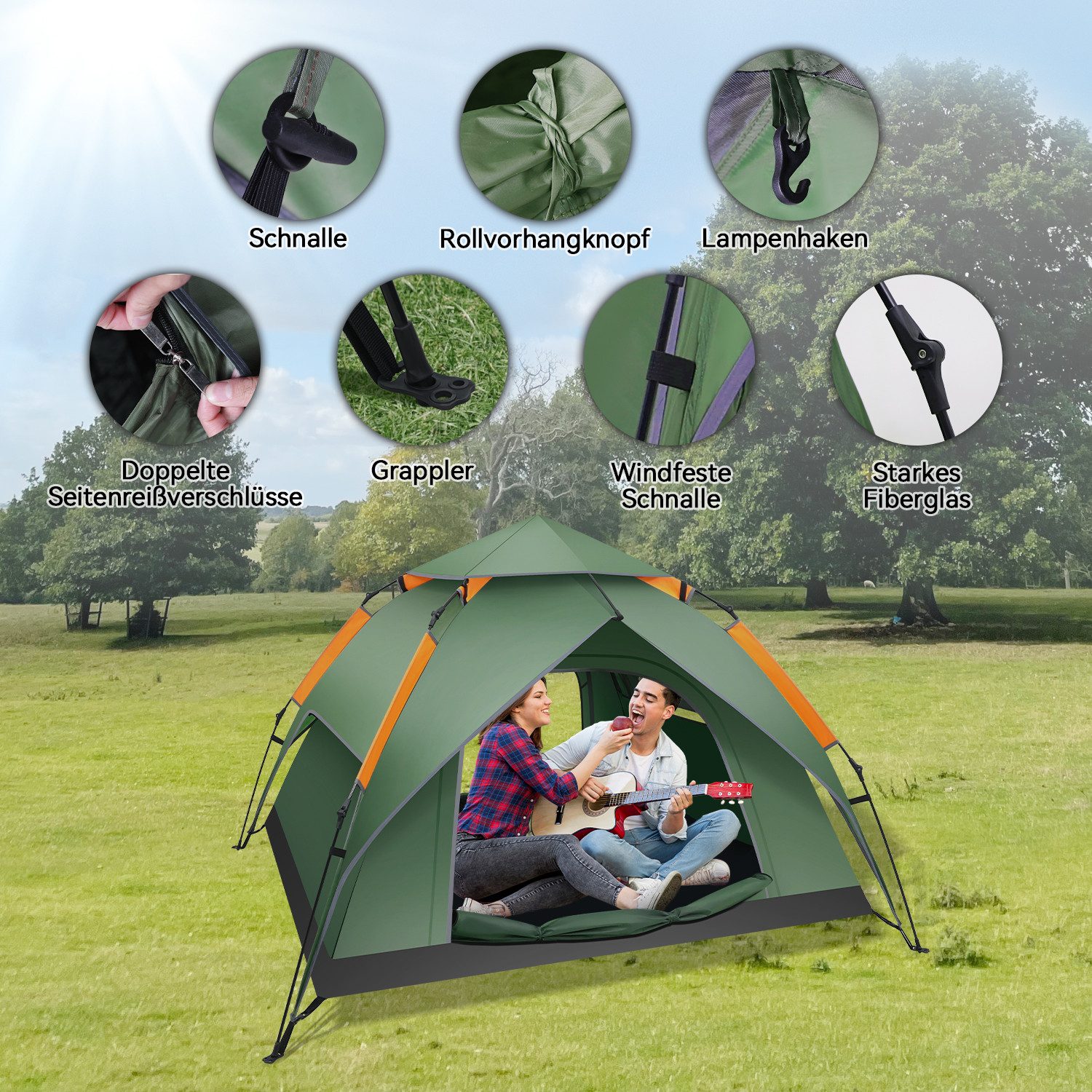 Puluomis Kuppelzelt Automatisches Campingzelt, Pop Up günstig online kaufen