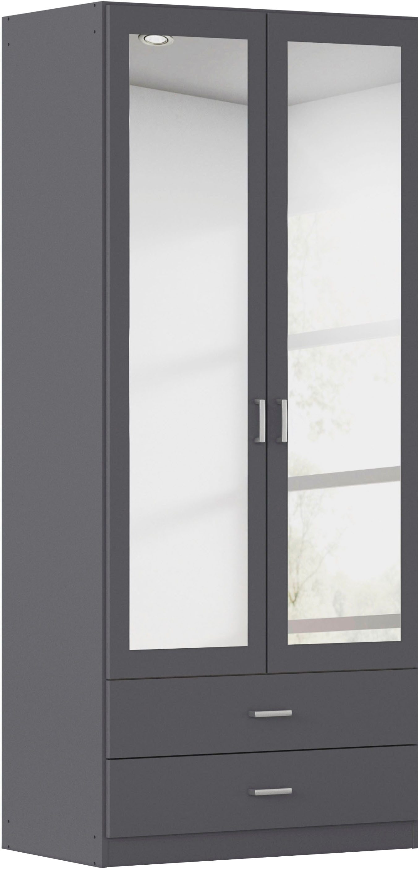 rauch Kleiderschrank Schrank Garderobe Ankleide GAMMA Breiten 91/136/181/226/271/315/360 cm (in 3 Ausstattungen BASIC/CLASSIC/PREMIUM (inkl. SOFT-CLOSE-Funktion) verschiedene Griff-Varianten, mit Spiegel TOPSELLER MADE IN GERMANY