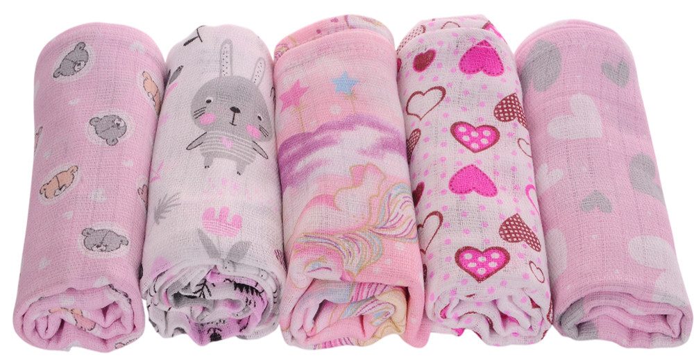 La Bortini Stoffwindeln Spucktücher 5 oder 10 Stück Tücher Baby Mulltücher Babywindeln, Mullwindeln aus reiner Baumwolle