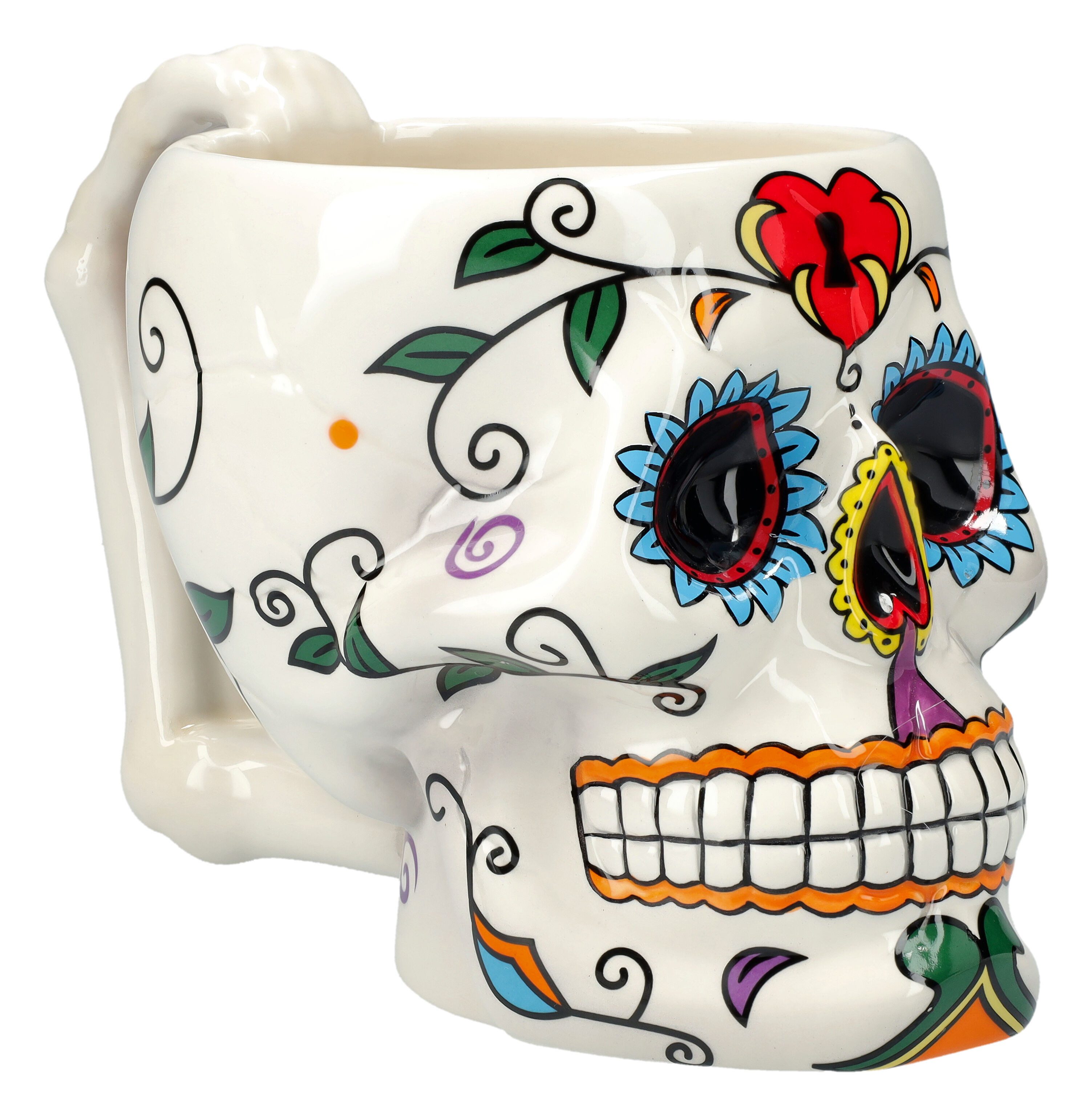 Figuren Shop GmbH Tasse Tasse Totenkopf - Day of the Dead - Gothic Teetasse Kaffeetasse Deko, Keramik