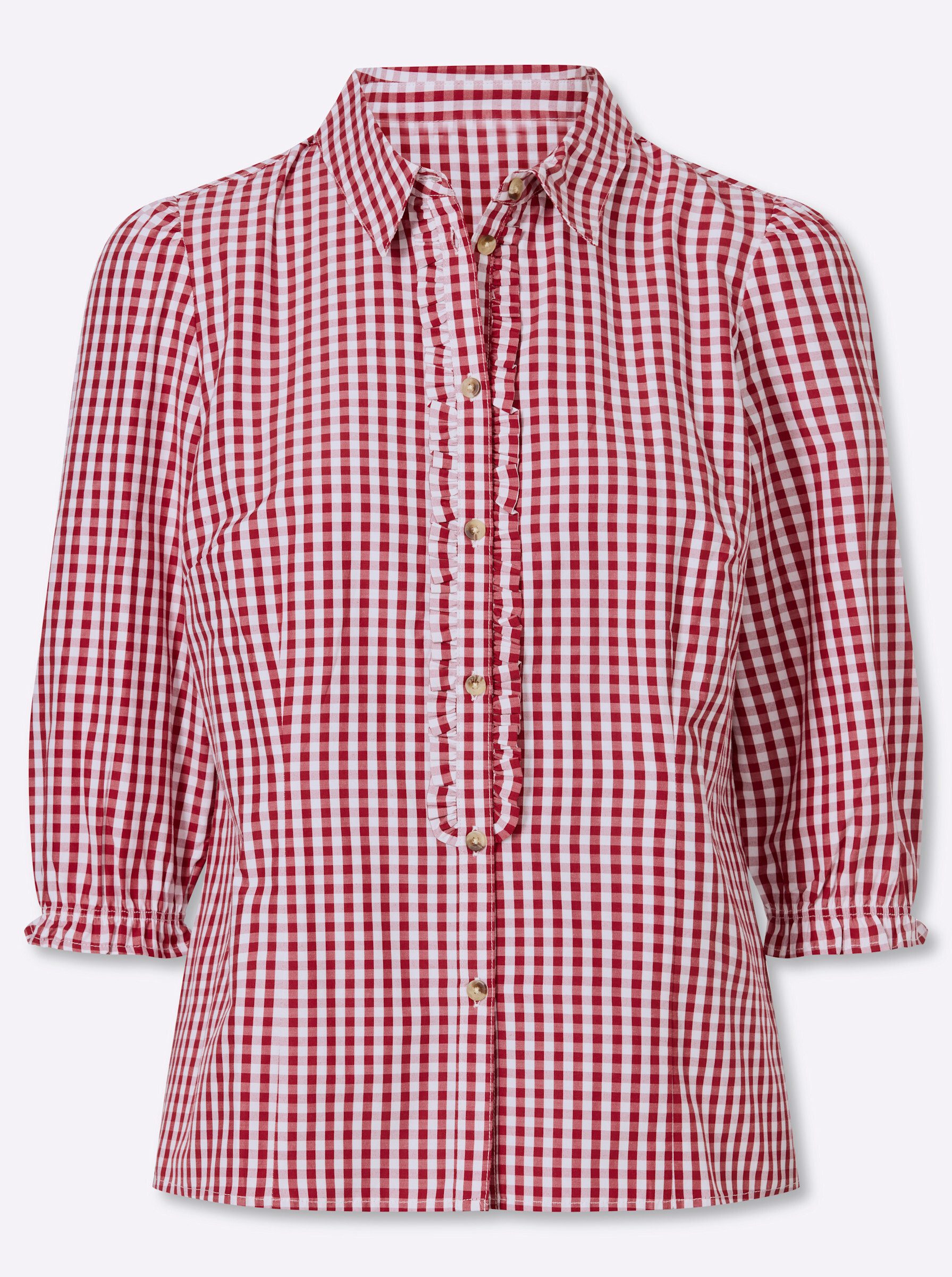 Klassische Bluse Karo-Bluse 3/4-Arm
