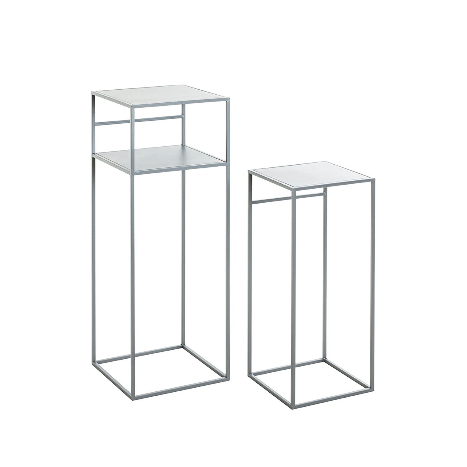Beistelltisch BRISBANE 2 Tisch 2er Set - grau - Metall - Blumentopftisch