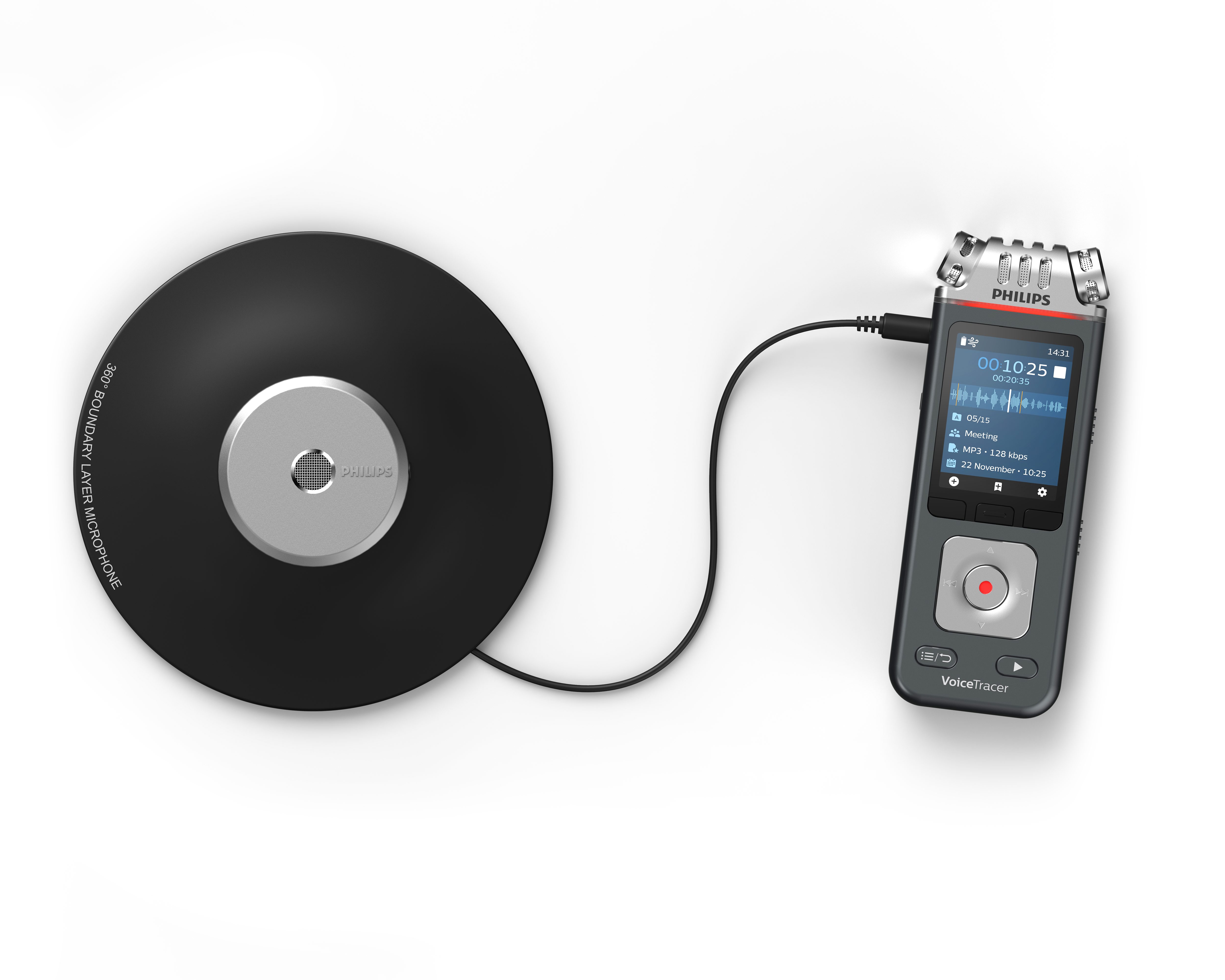 Philips DVT8110 Meeting-Recorder Digitales Diktiergerät (professionelles 360° Mikrofon, Tasche, App Steuerung) – Bild 4 von 5