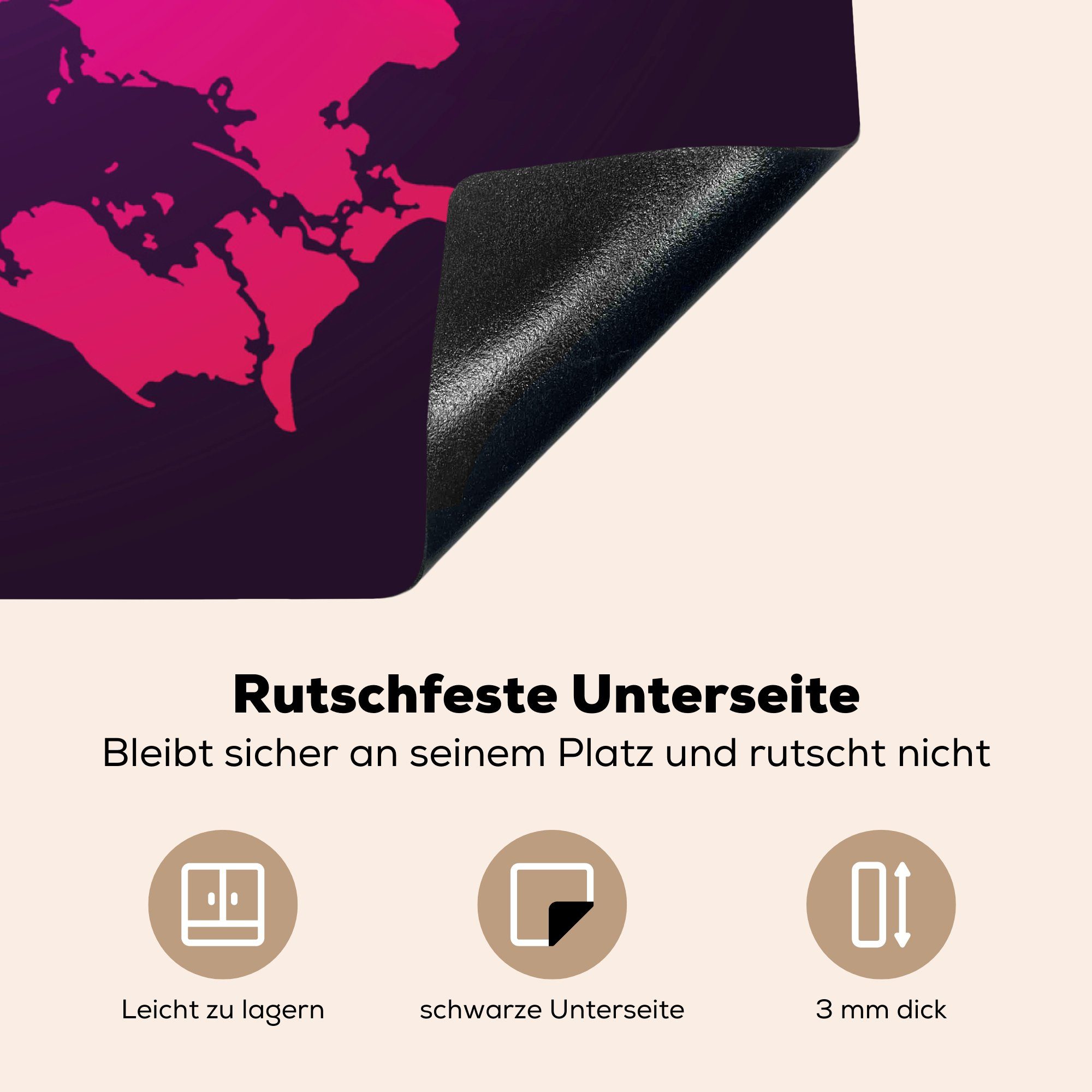 in Lila, Ceranfeldabdeckung, 78x78 für küche Vinyl, MuchoWow Arbeitsplatte Illustration von (1 tlg), cm, Dänemark Herdblende-/Abdeckplatte