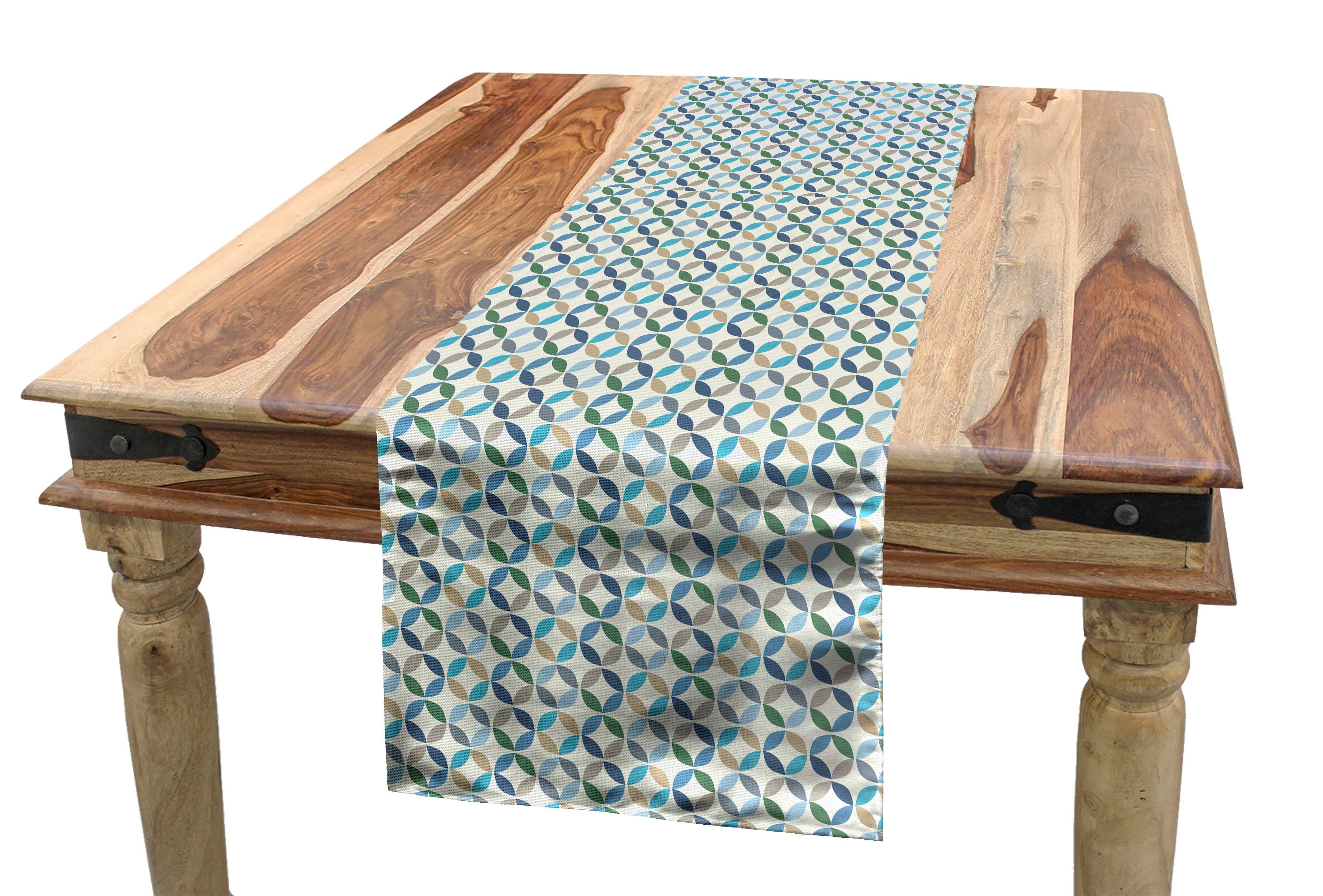 Abakuhaus Tischläufer Esszimmer Küche Rechteckiger Dekorativer Tischläufer, Modern Oval-Punkt-Streifen