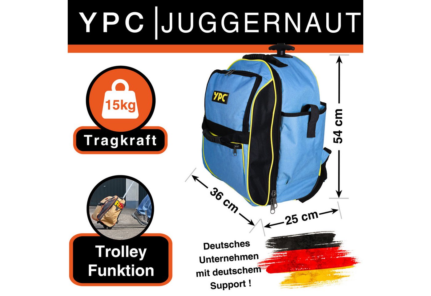 Thumbnail - YPC Werkzeugtrolley "Juggernaut" Trolley-Rucksack, 54x36x25cm, 40 Liter, praktisch, modern, allrounder, komfortabel, sta...