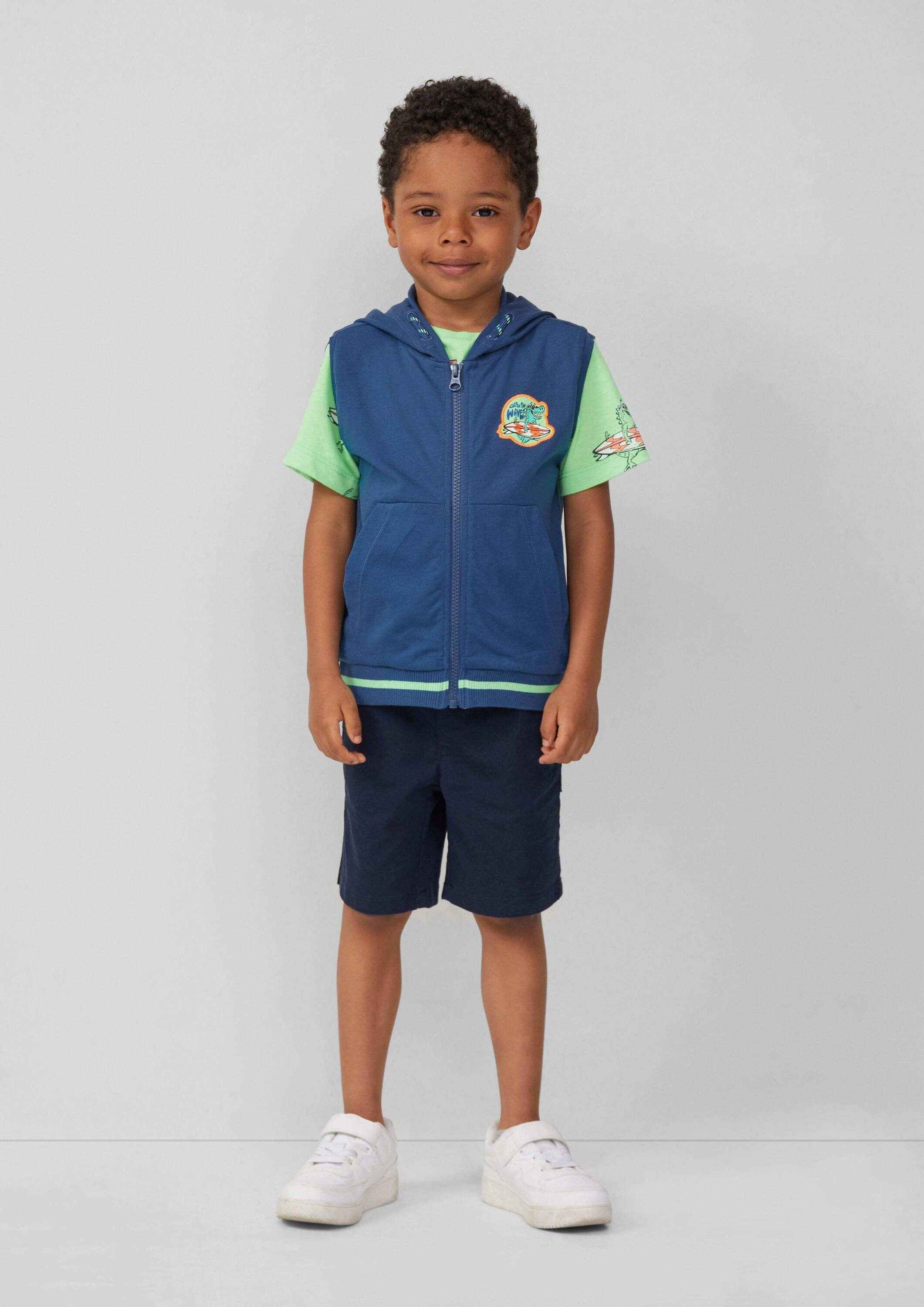 s.Oliver Funktionsweste Indoor-Weste Sweat-Weste mit Kapuze und Stickerei