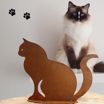 Rostikal Gartenfigur Katzen Dekofigur Gartendeko, (1 St), Echter Rost