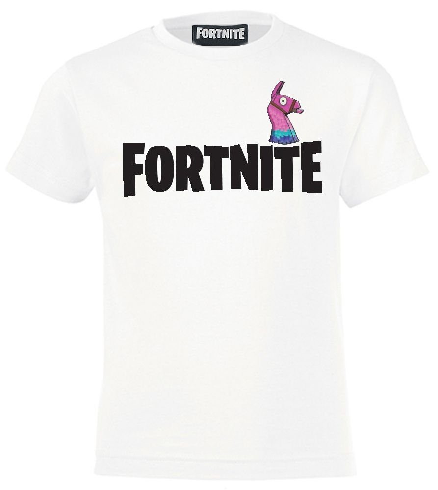 Fortnite T-Shirt FORTNITE T-Shirt kurzarm Weiß Alpaka Logo Epic Games Gr.140 152 164 176 Kinder im Alter 10 12 14 16 Jahre