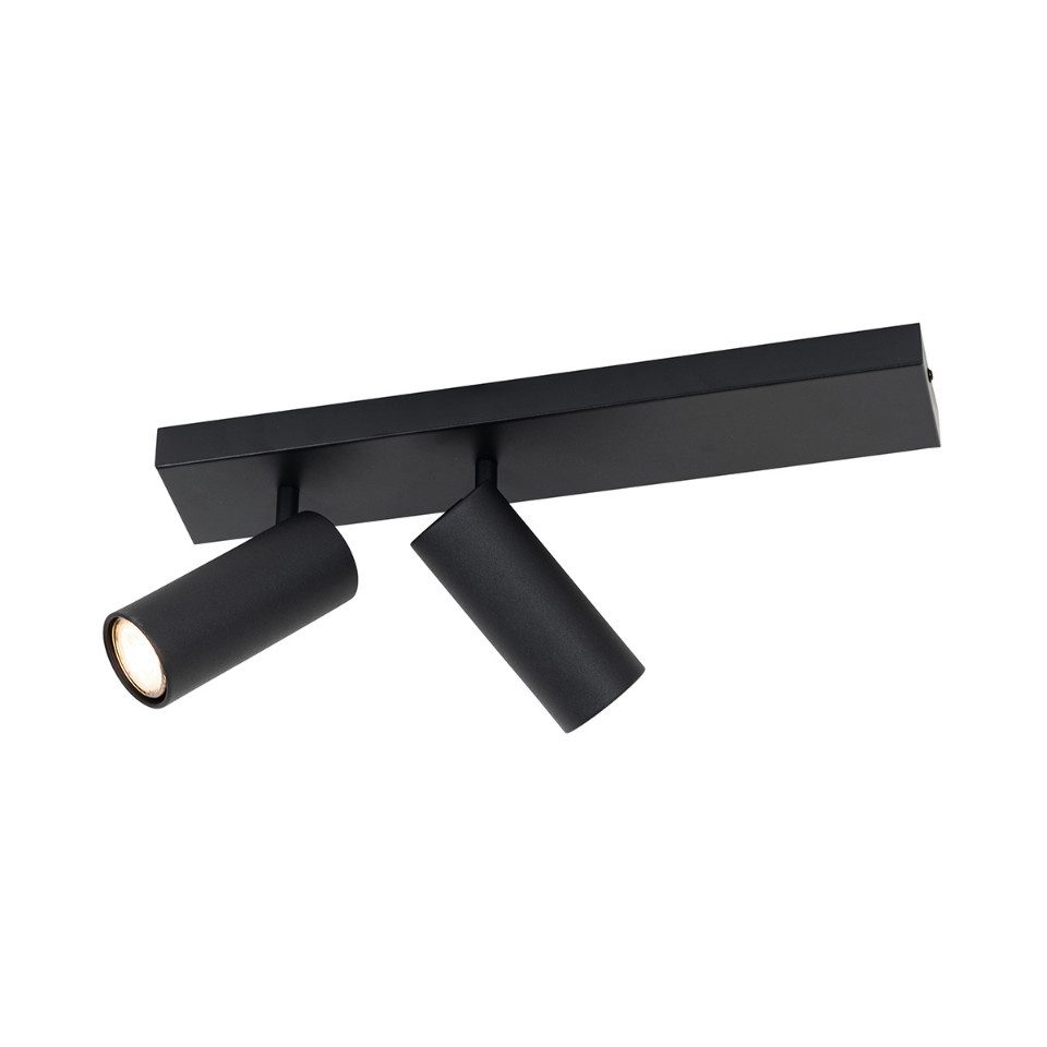 Qazqa LED Aufbaustrahler Renna, ohne Leuchtmittel, GU10, Schwarz, Modern, Stahl, 2-flammig