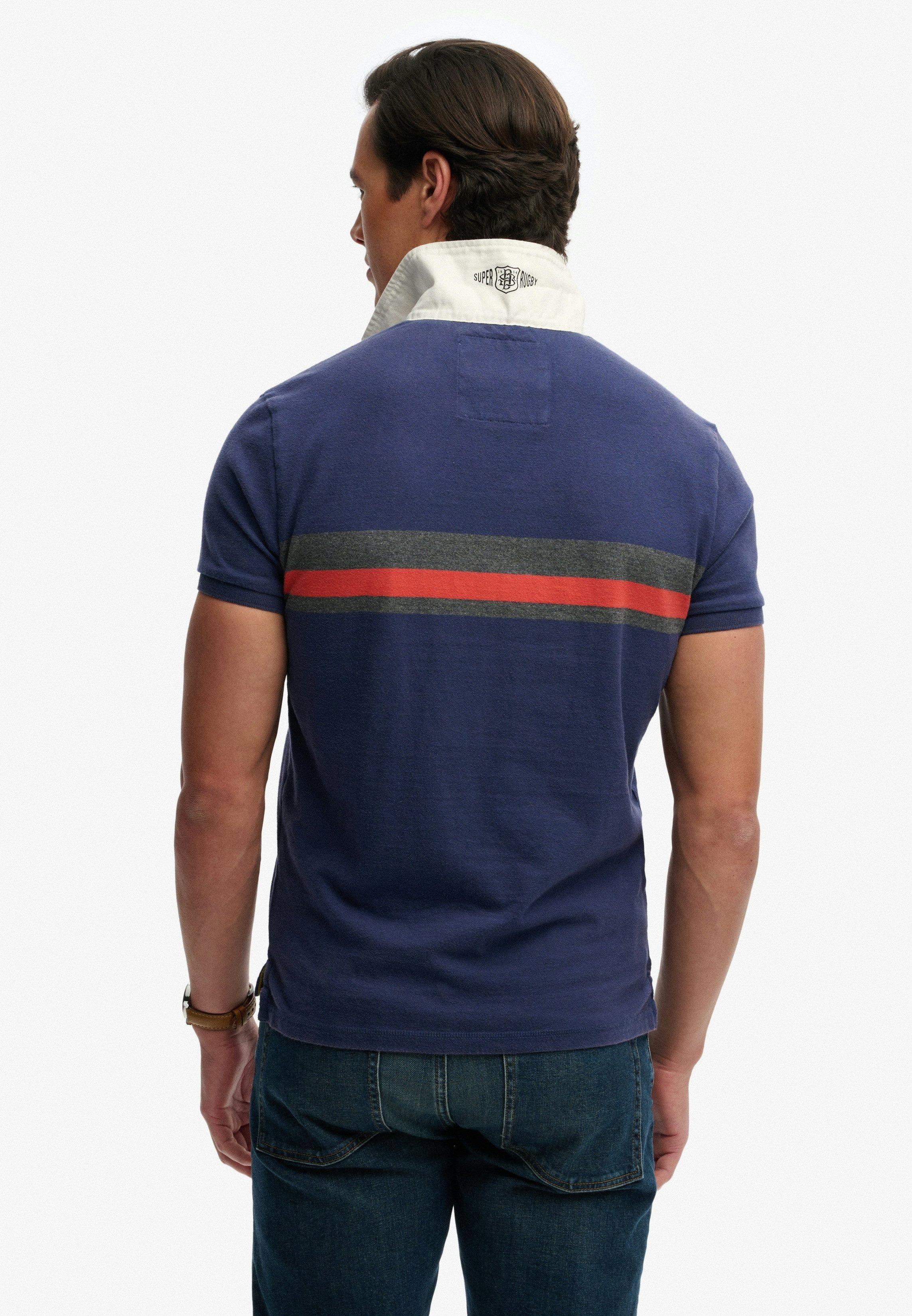 Superdry Poloshirt DOUBLE EMBLEM JERSEY SS RUGBY im angesagten Rugby Stil