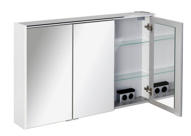 FACKELMANN Badezimmerspiegelschrank “FACKELMANN LED Spiegelschrank DENVER / Badschrank mit gedämpften Scharnieren / Maße (B x H”