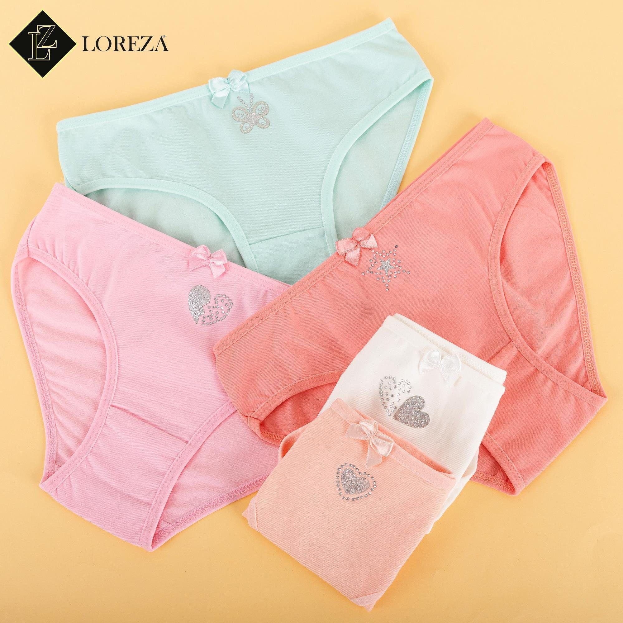 LOREZA Slip 10er Set Mädchen Slips - Strass - Bunt (Spar-Packung, 10-St)
