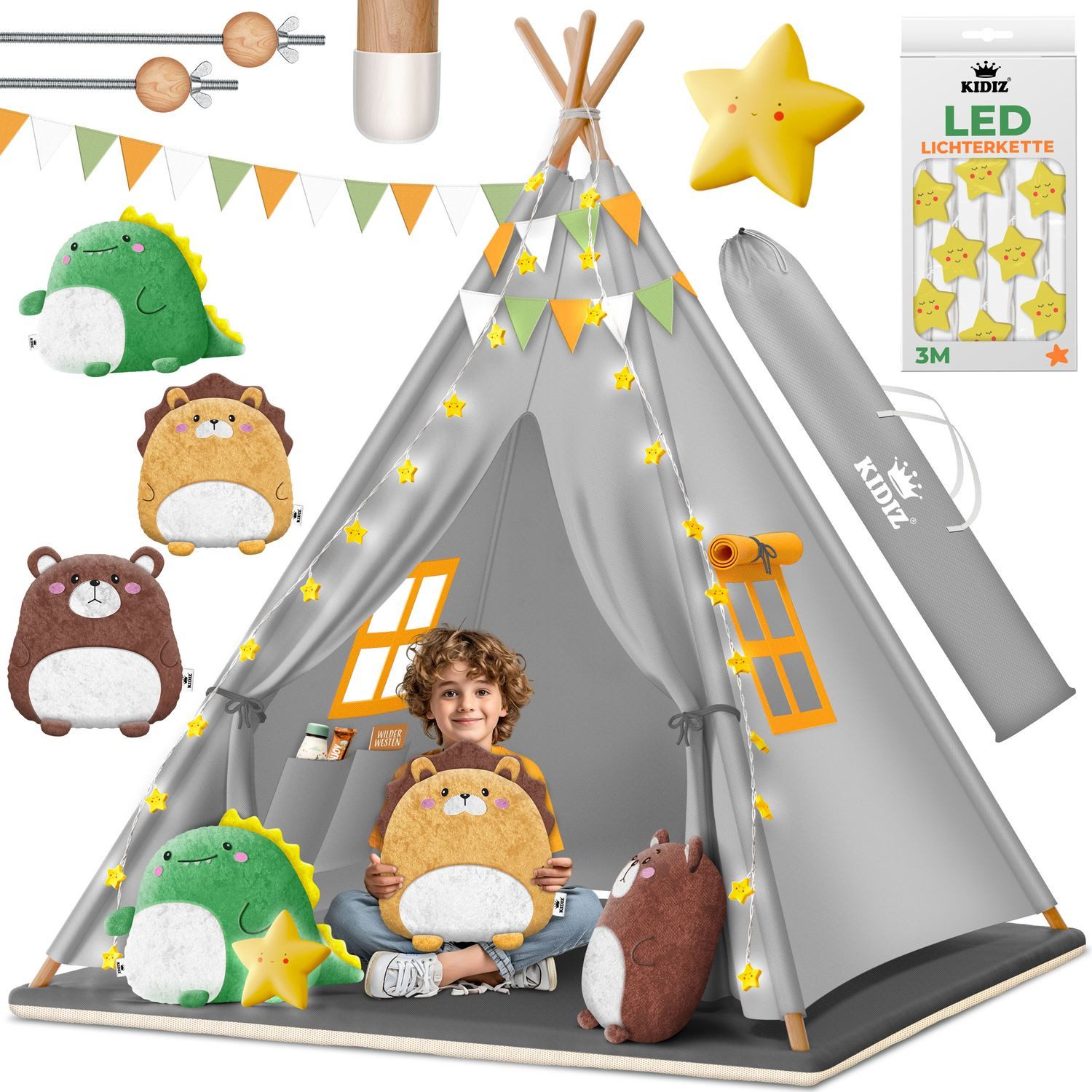 KIDIZ Spielzelt Tipi Zelt für Kinder aus Baumwolle 100x100x160cm Kinderzelt günstig online kaufen