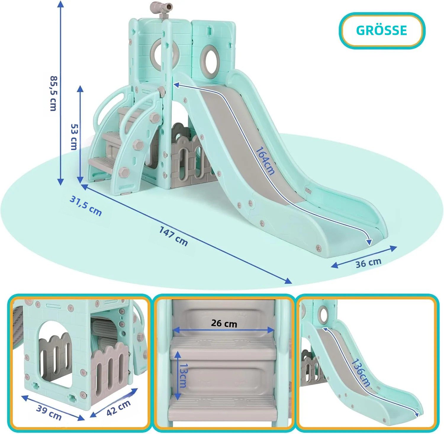 TLGREEN Rutsche, Kinderrutsche mit Stauraum & Spielteleskope, (Indoor & Out günstig online kaufen