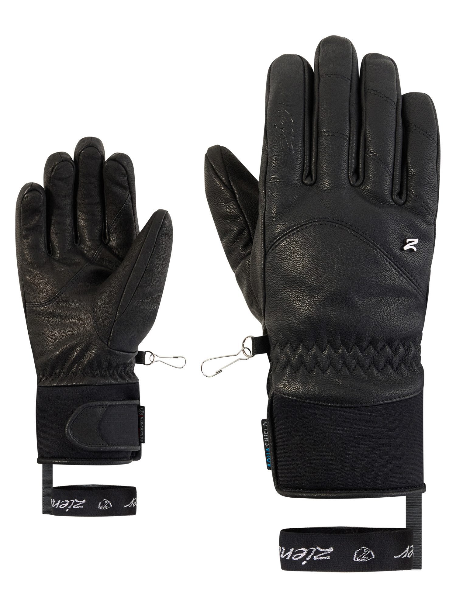 Ziener Skihandschuhe KJENT-Z AQUASHIELD® PrimaLoft® DAMEN wasserdicht, winddicht, atmungsaktiv, extra warm, Leder