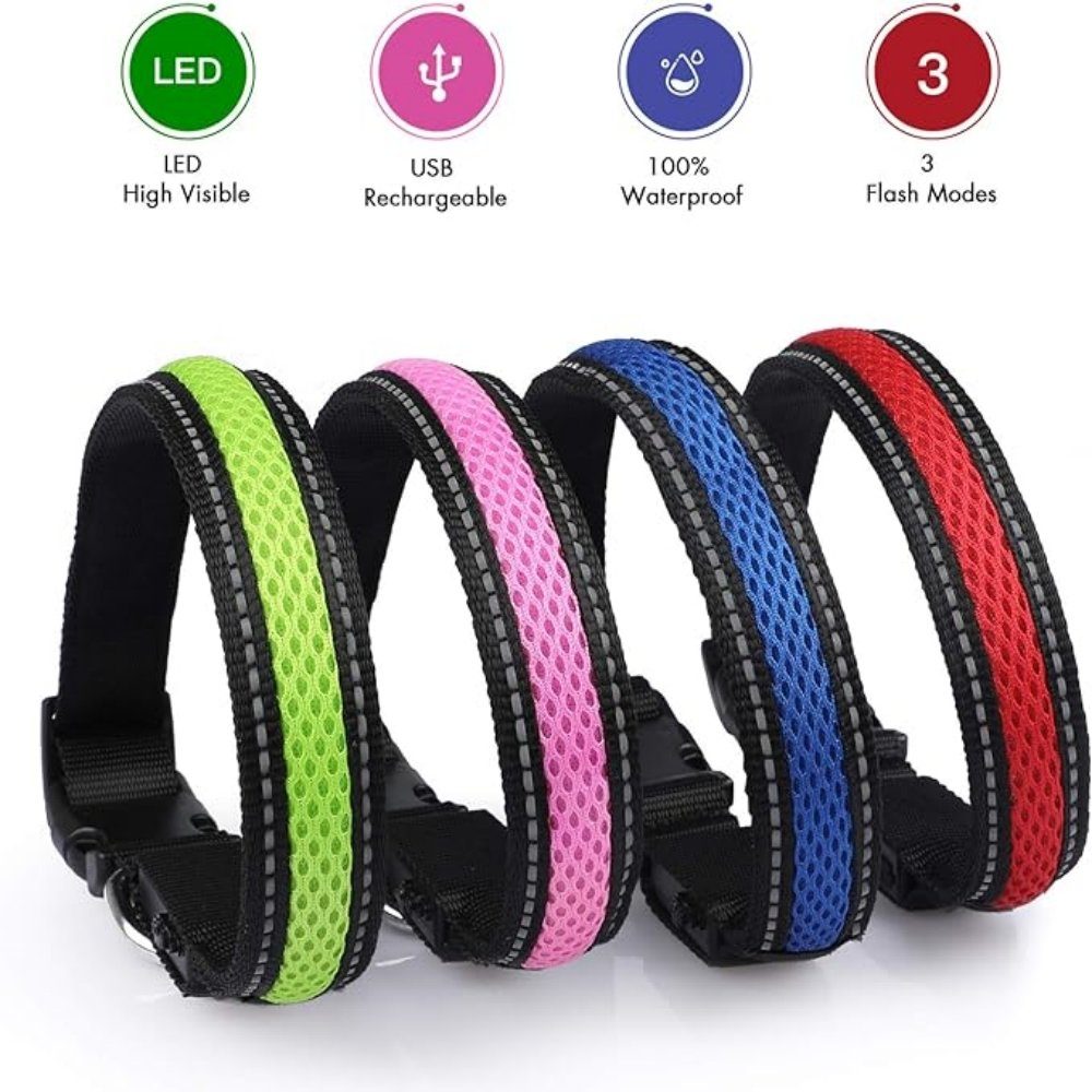 Ciskotu Hunde-Halsband Leuchthalsband Hunde Aufladbar,Hundehalsband  Leuchtend Wasserdicht, mit 3 Beleuchtungsmodi, Verstellbare LED Halsband | Hundezubehör