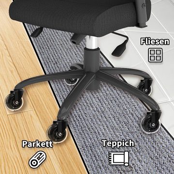 BlingBin Stuhlrolle 5er Set Hartbodenrollen Ø75mm für Ihren Bürostuhl mit 11mm Stift, Robuste Konstruktion aus Stahl und Gummi, bis zu 300kg