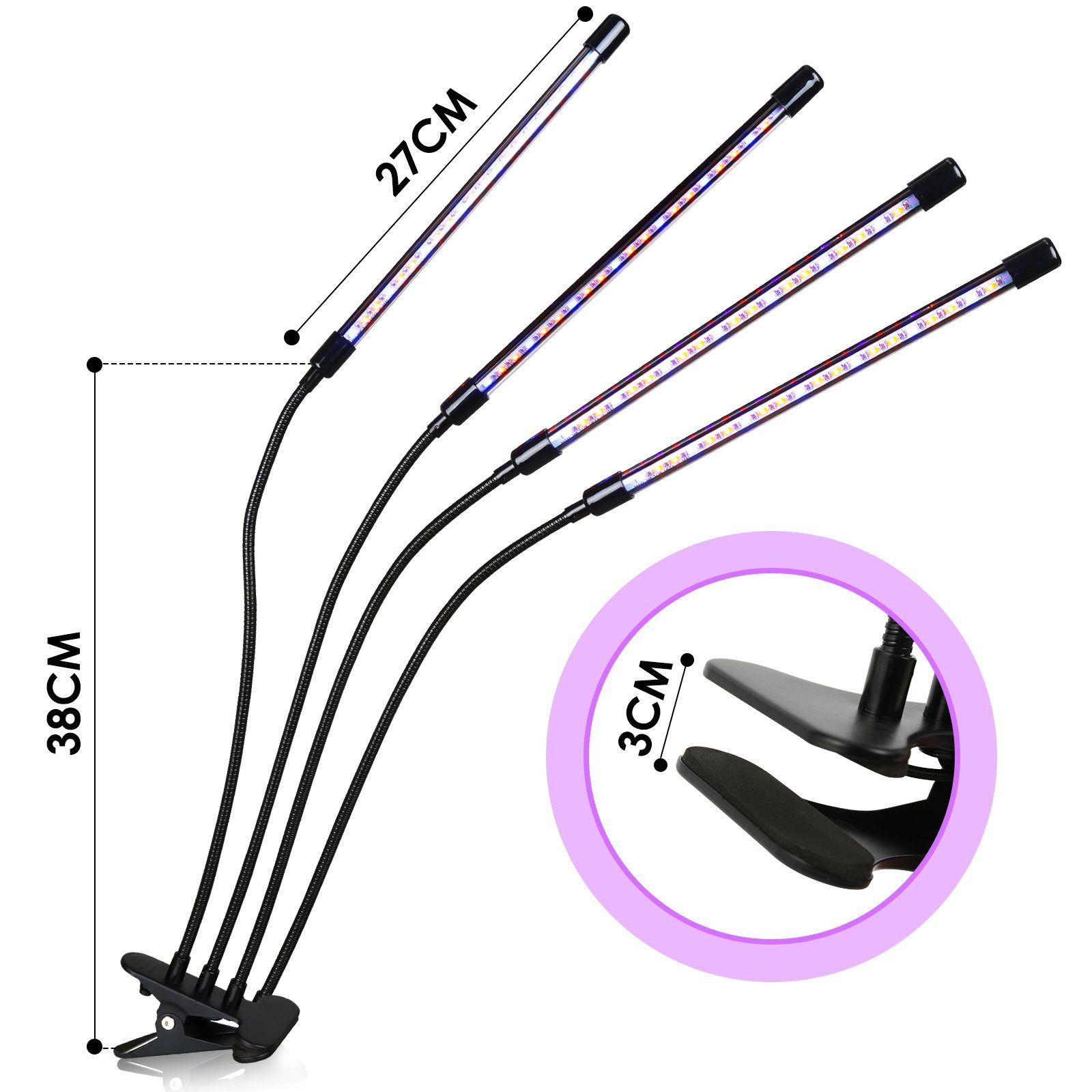 Clanmacy Pflanzenlampe LED 4 Köpfe Grow günstig online kaufen