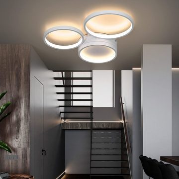 Nettlife LED Deckenleuchte Schwarz Deckenlampe mit 3 Ringe 22W Modern Deko, LED fest integriert, Warmweiß, für Wohnzimmer Schlafzimmer Kinderzimmer Flur Esszimmer Küche