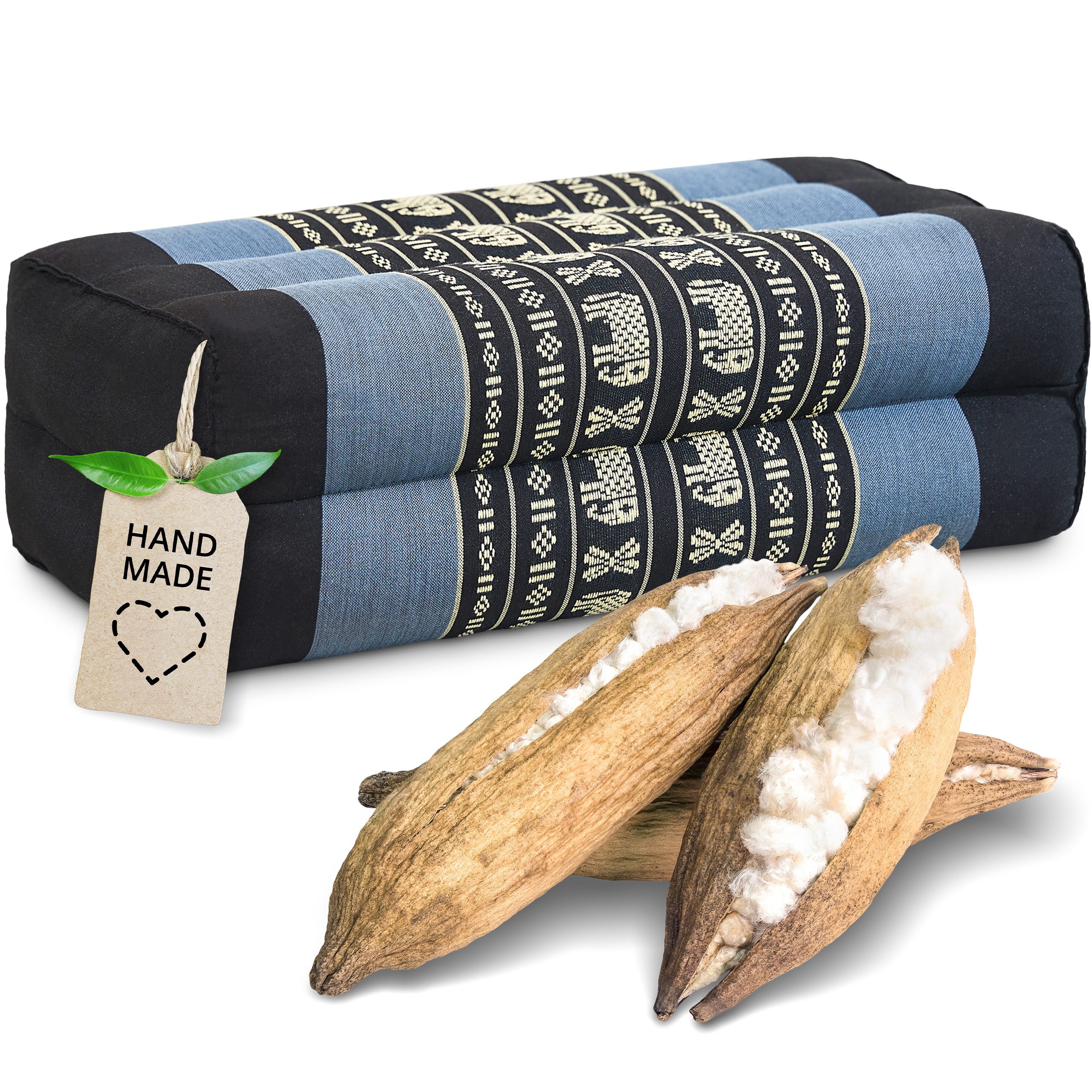livasia Stützkissen Yogakissen (Classic) vegan und handgefertigt, 17x34x12cm, Kapok