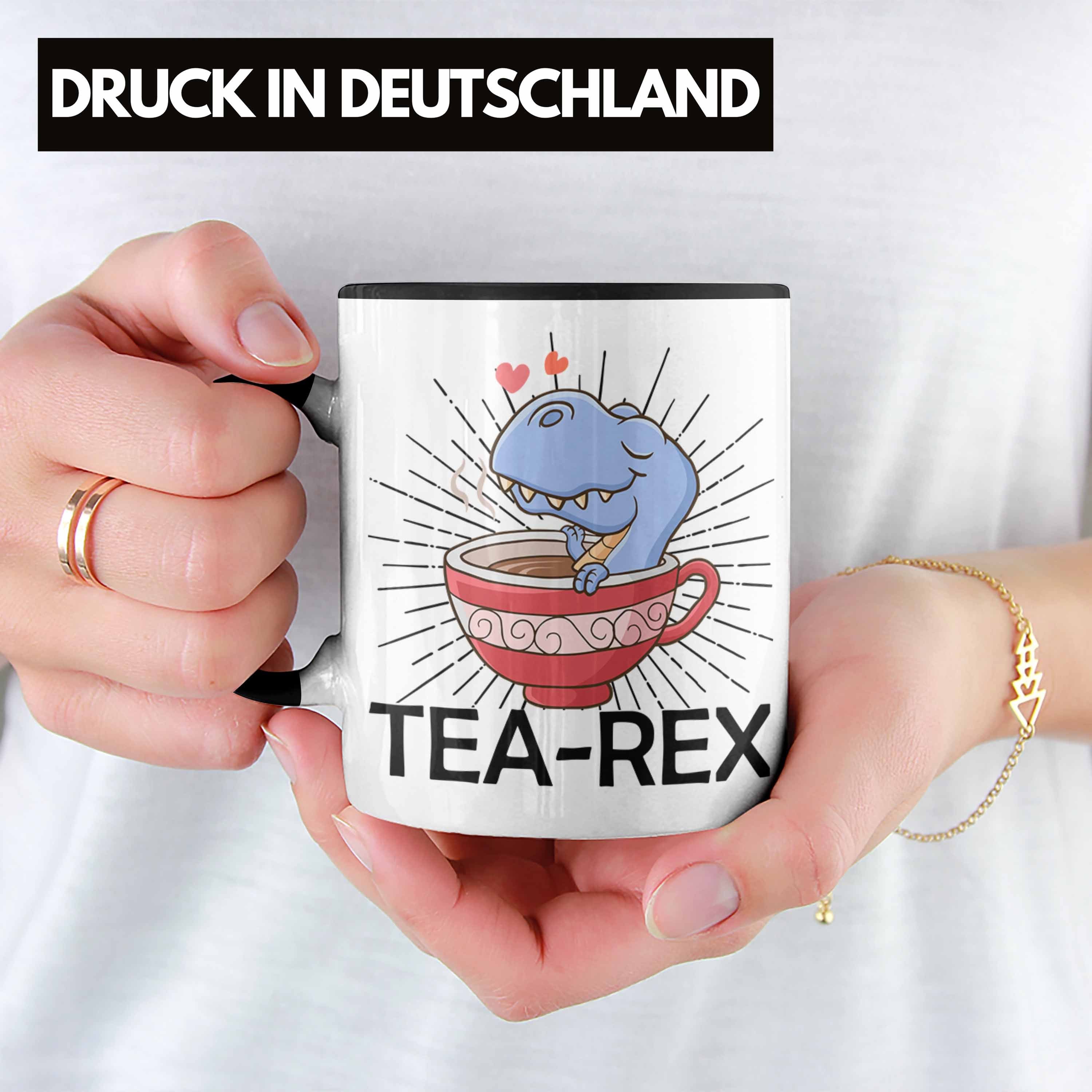 Schwarz Trendation Tea Rex Trendation Tasse Geschenkidee Wortspiel Dinosaurier - Tasse T-Rex Geschenk