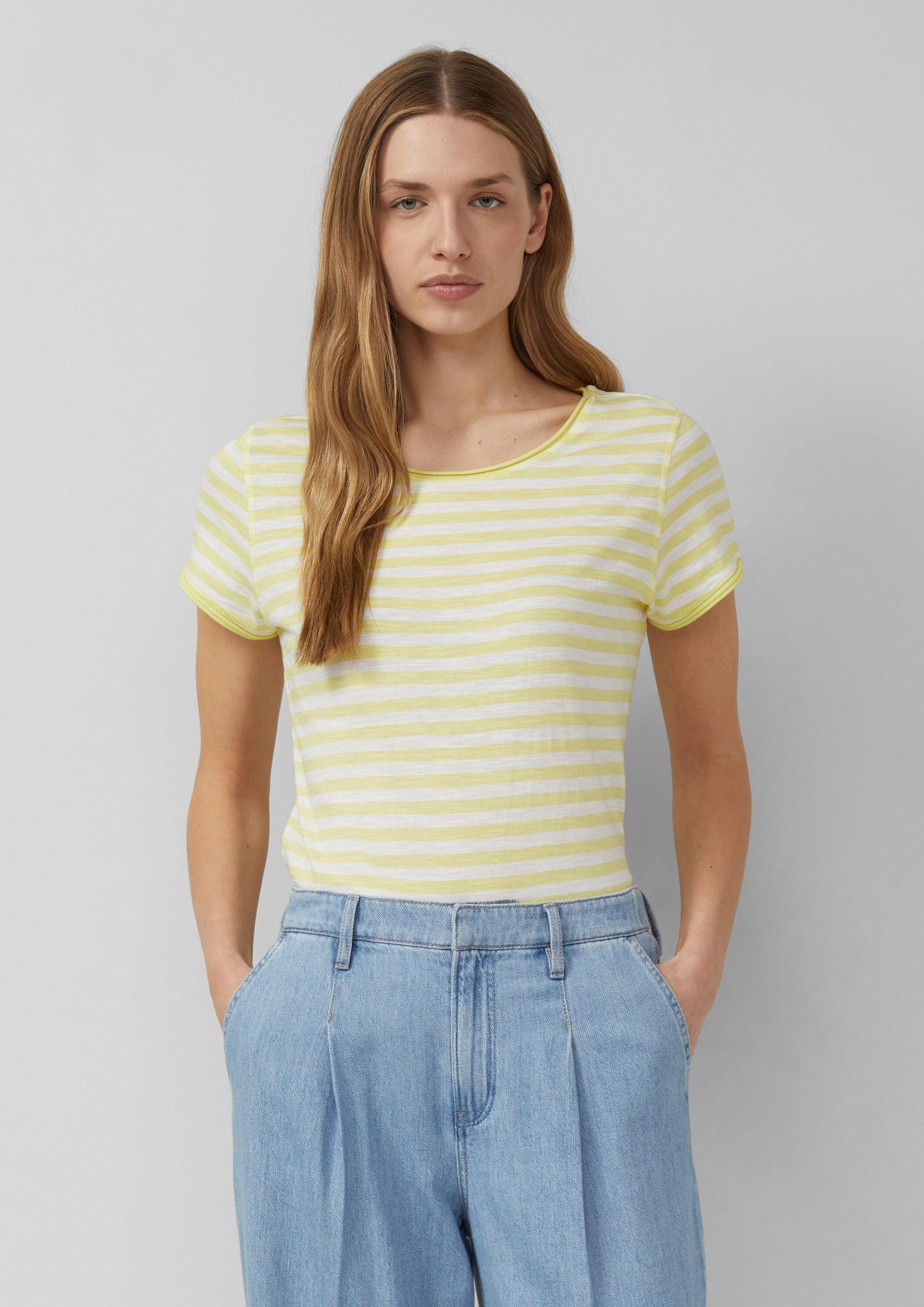 s.Oliver Kurzarmshirt T-Shirt T-Shirt mit Rollkanten und Flammgarnstruktur