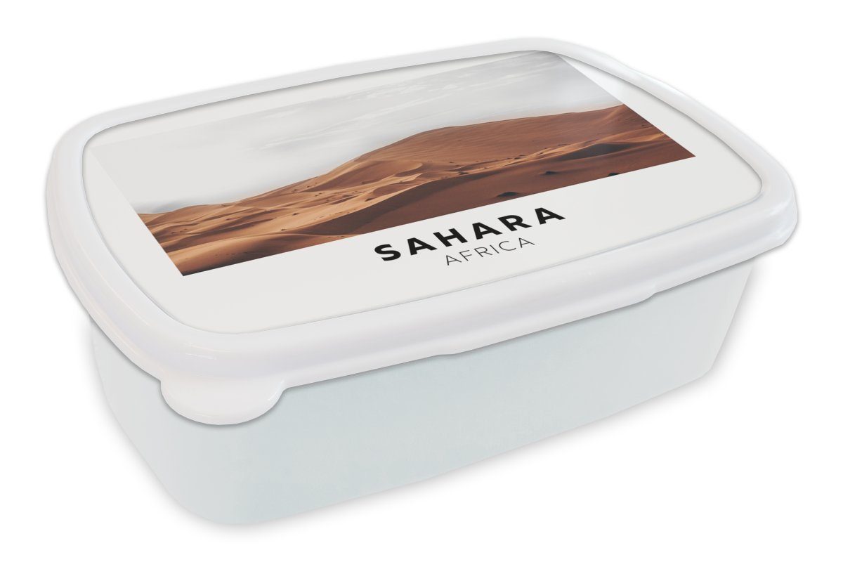 MuchoWow Lunchbox Afrika - Sand - Natur, Kunststoff, (2-tlg), Brotbox für Kinder und Erwachsene, Brotdose, für Jungs und Mädchen weiß