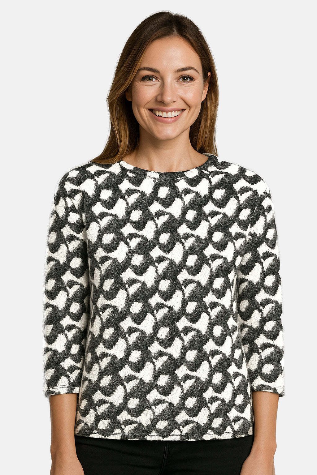 BICALLA T-Shirt Shirt mit grafischem Muster in Anthrazit/Weiß (1-tlg)