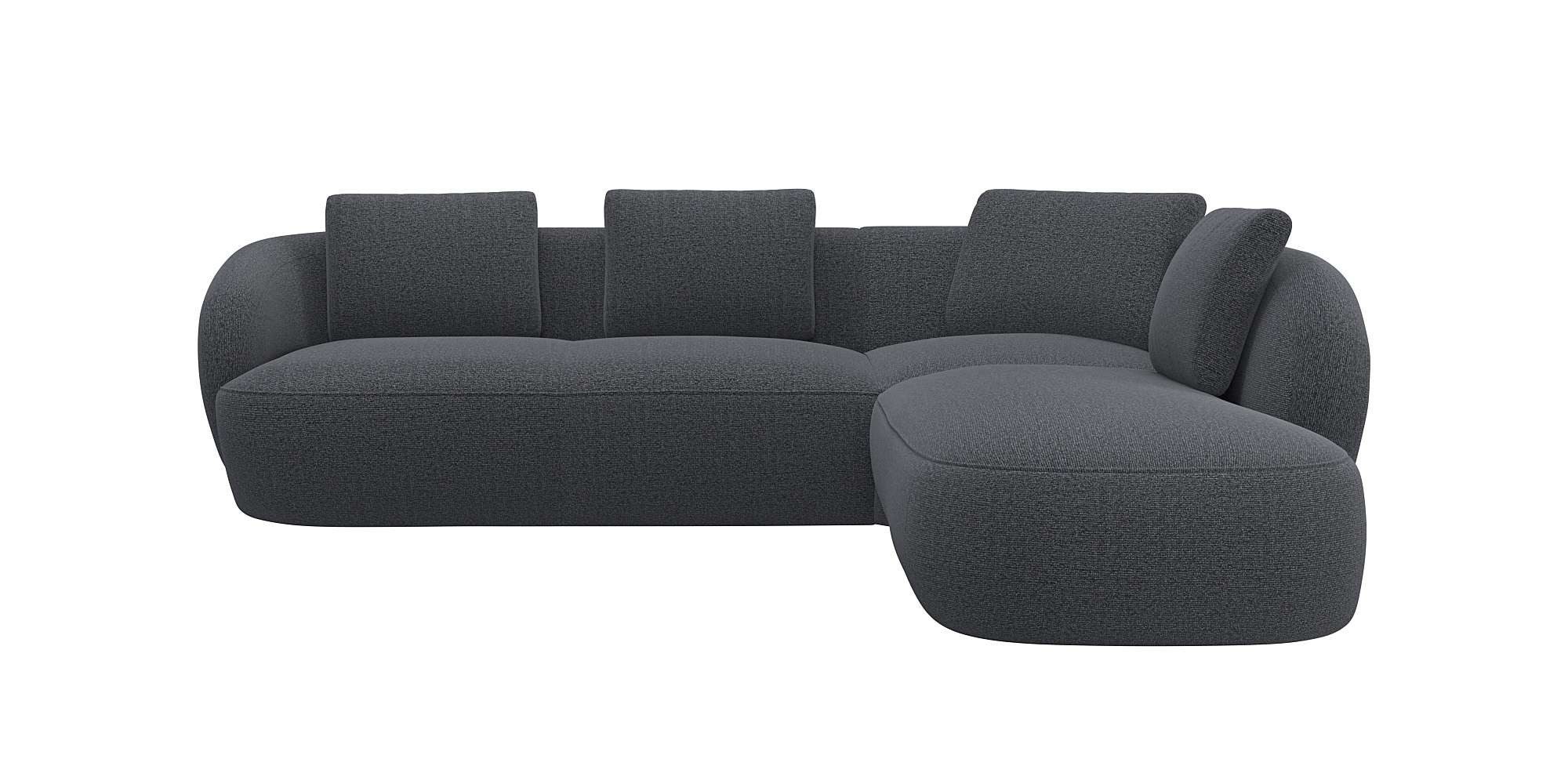 FLEXLUX Ecksofa Torino, rund, L-Form, Sofa-Ecke mit Ottomane, Modernes, organisches Sofa-Design, Kaltschaum, Wellenunterfederung