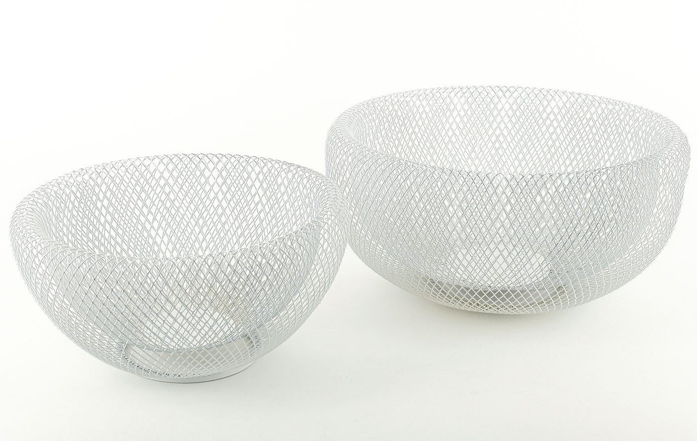 Levandeo® Dekoschale, 2tlg. Чашиset Metall 3D weiß 24cm & 28cm rund Schüssel