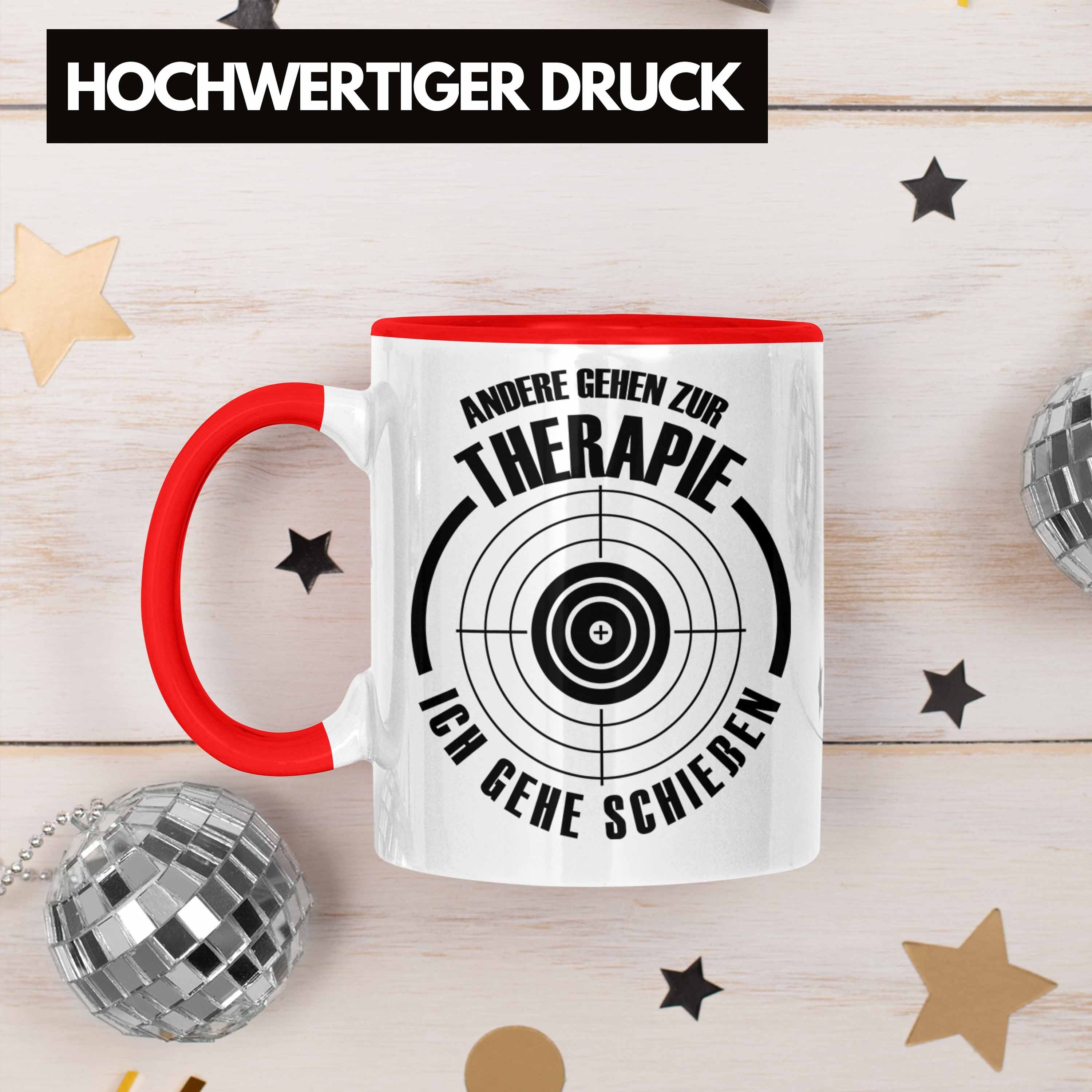 Trendation Tasse Lustige Schießen-Tasse für und Rot Schützenfest-Fans Geschenk Schießstand