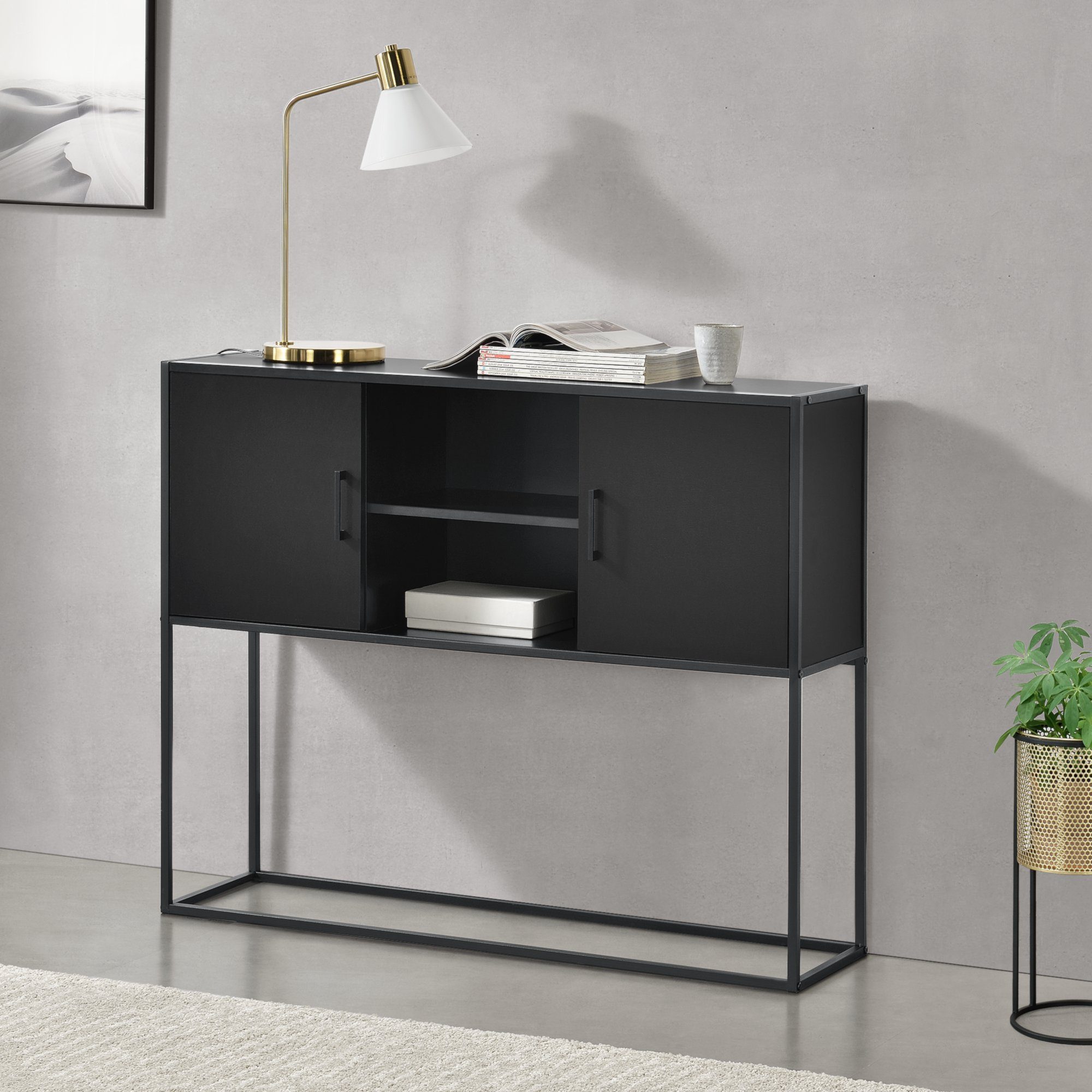 en.casa Sideboard, »Motala« Beistellschrank Küchenschrank 90 x 108,5 x 30 c günstig online kaufen