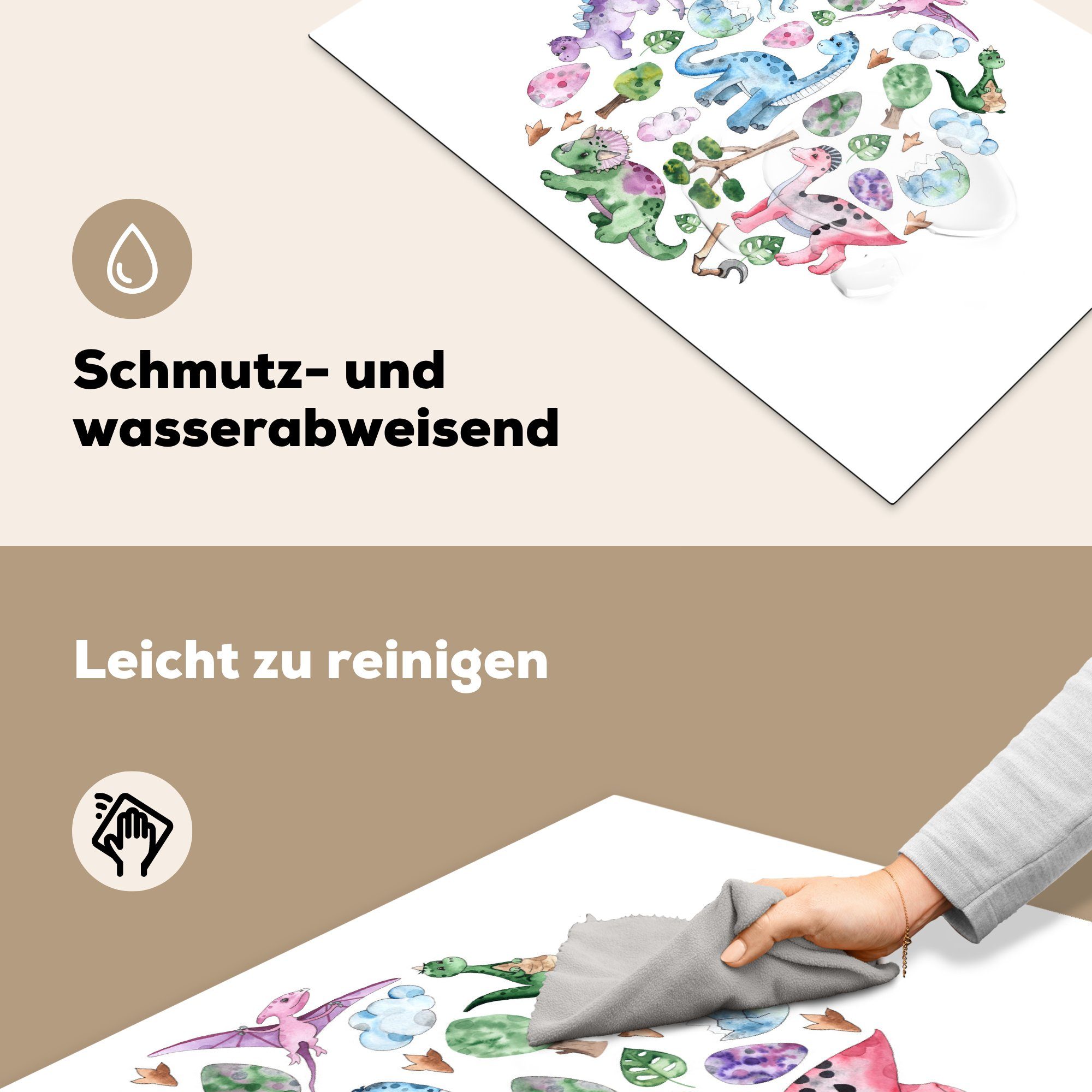 MuchoWow Kinderzimmer - Kinder, Kreis - die Dinosaurier Schutz cm, Vinyl, Induktionskochfeld - Jungen (1 küche, Mädchen 81x52 - Ceranfeldabdeckung Herdblende-/Abdeckplatte tlg), - für